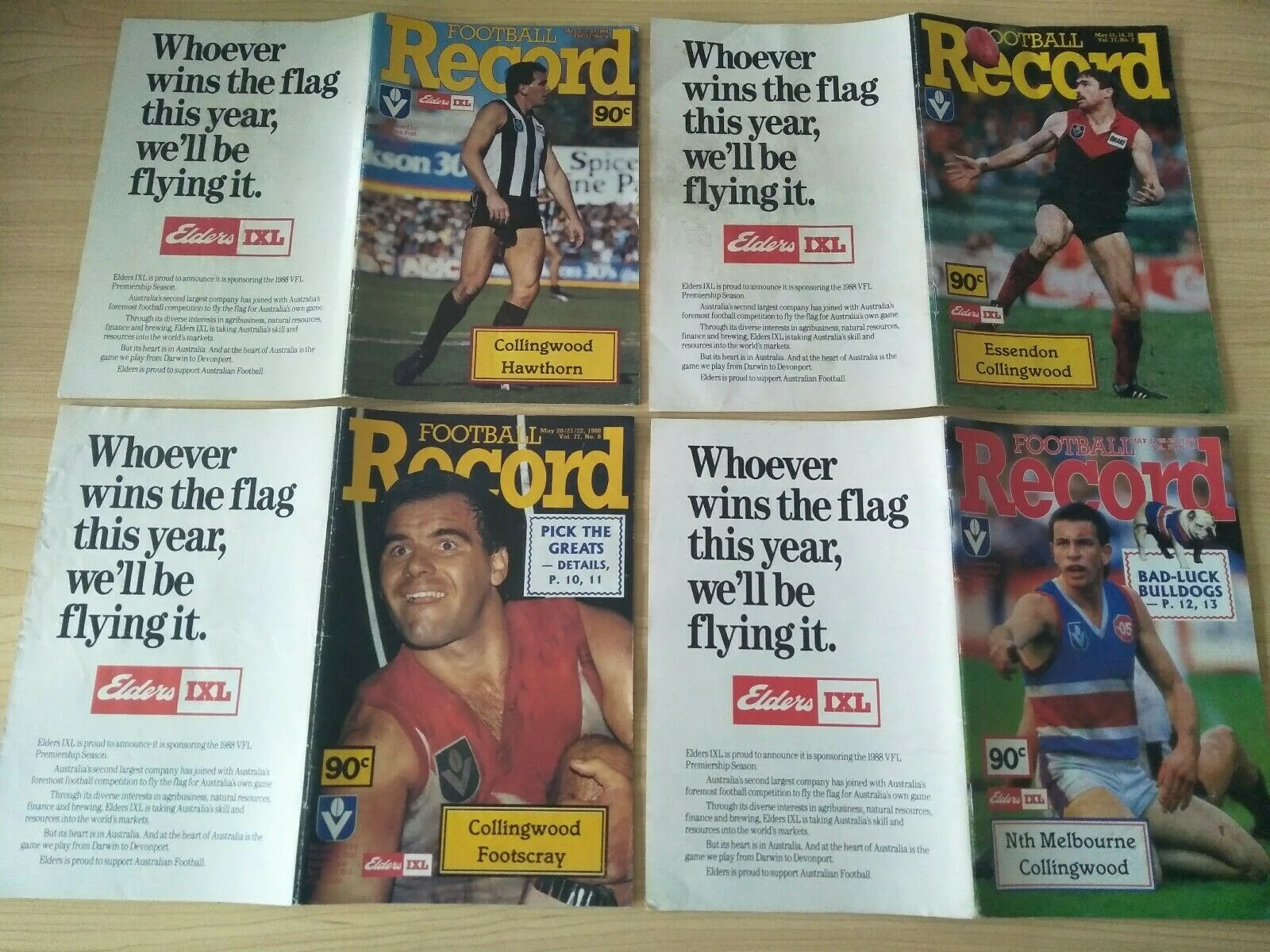 Lot Of 1988 VFL Football Records Collingwood Games x 21 - Image 3