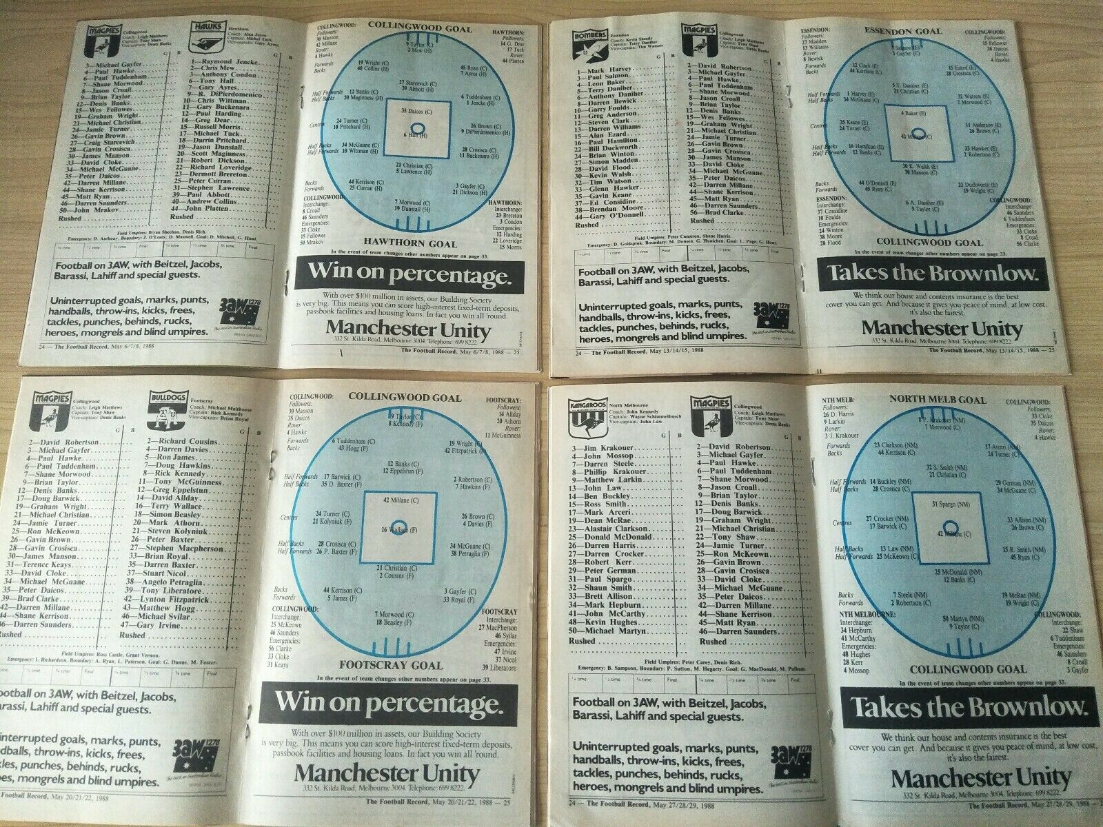 Lot Of 1988 VFL Football Records Collingwood Games x 21 - Image 4