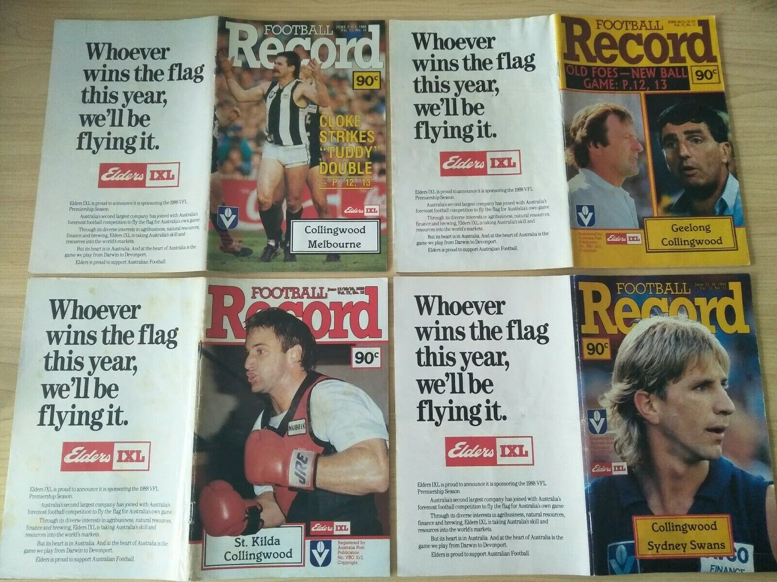 Lot Of 1988 VFL Football Records Collingwood Games x 21 - Image 5