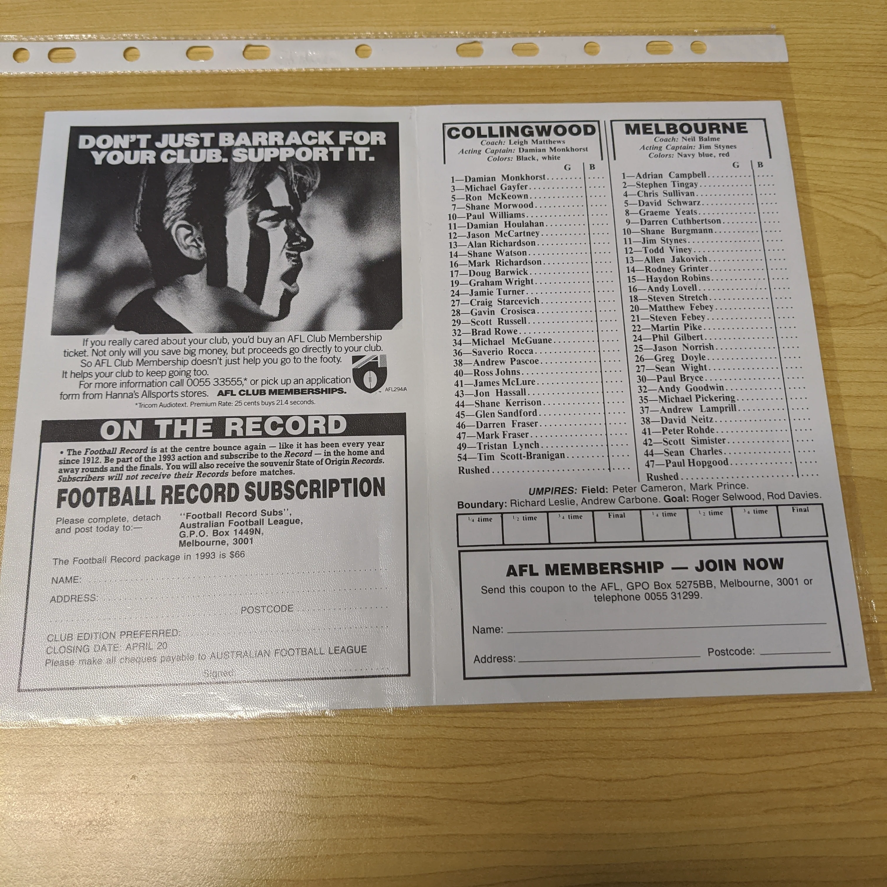 Lot of 4 Foster's Cup VFL Football Records of Collingwood Games - Image 3