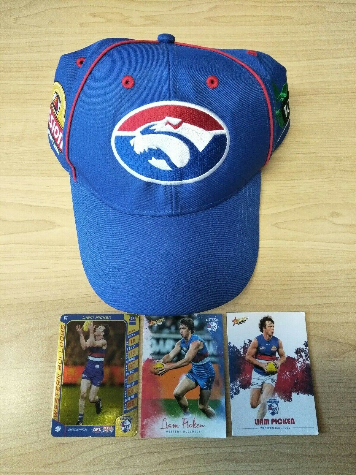 Lot Of Western Bulldogs Memorabilia Including Hat, 40+ Signed Photos, Cards - Image 3