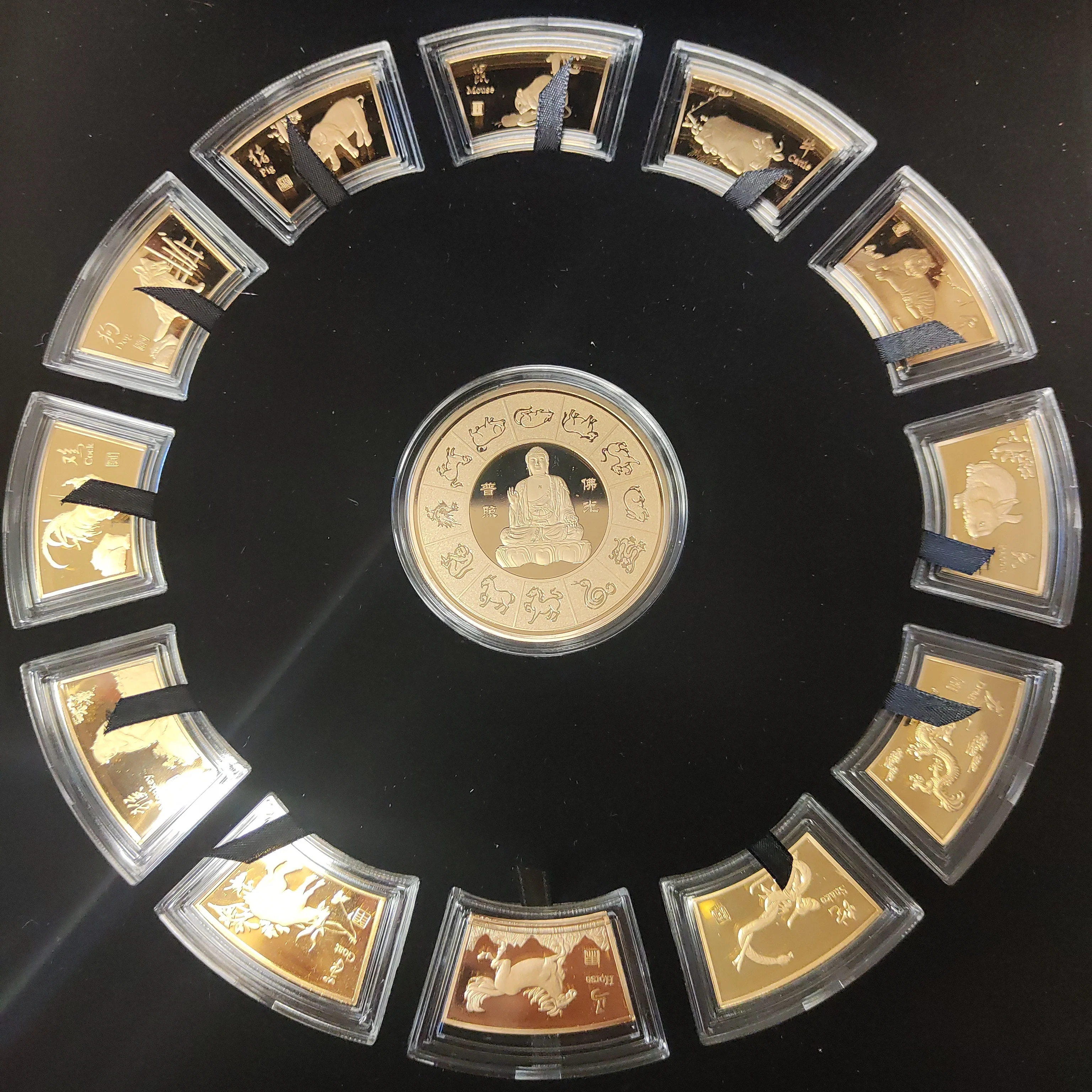 Macquarie Mint Chinese Lunar Zodiac Collection 24k Gold Plated Medallion Set in Box - Image 6
