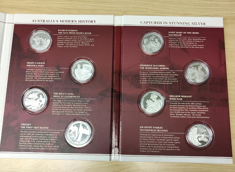 Cook Islands "First Fleet To Federation" 2018 One Dollar Silver Coin Set of 8 185gr ASW - Image 3