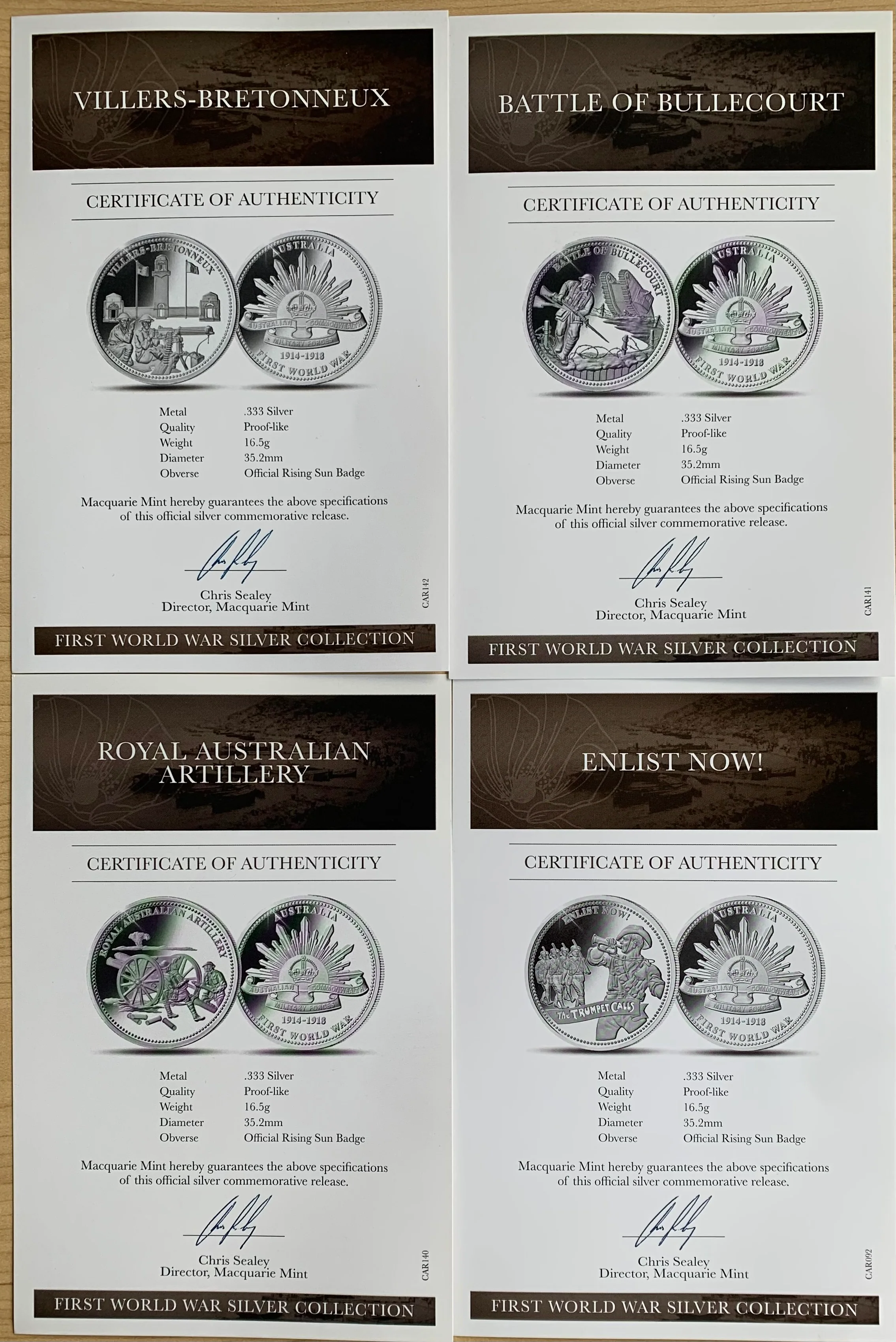 Macquarie Mint First World War Silver 10 Medallion Collection with Gold Coin - Image 4