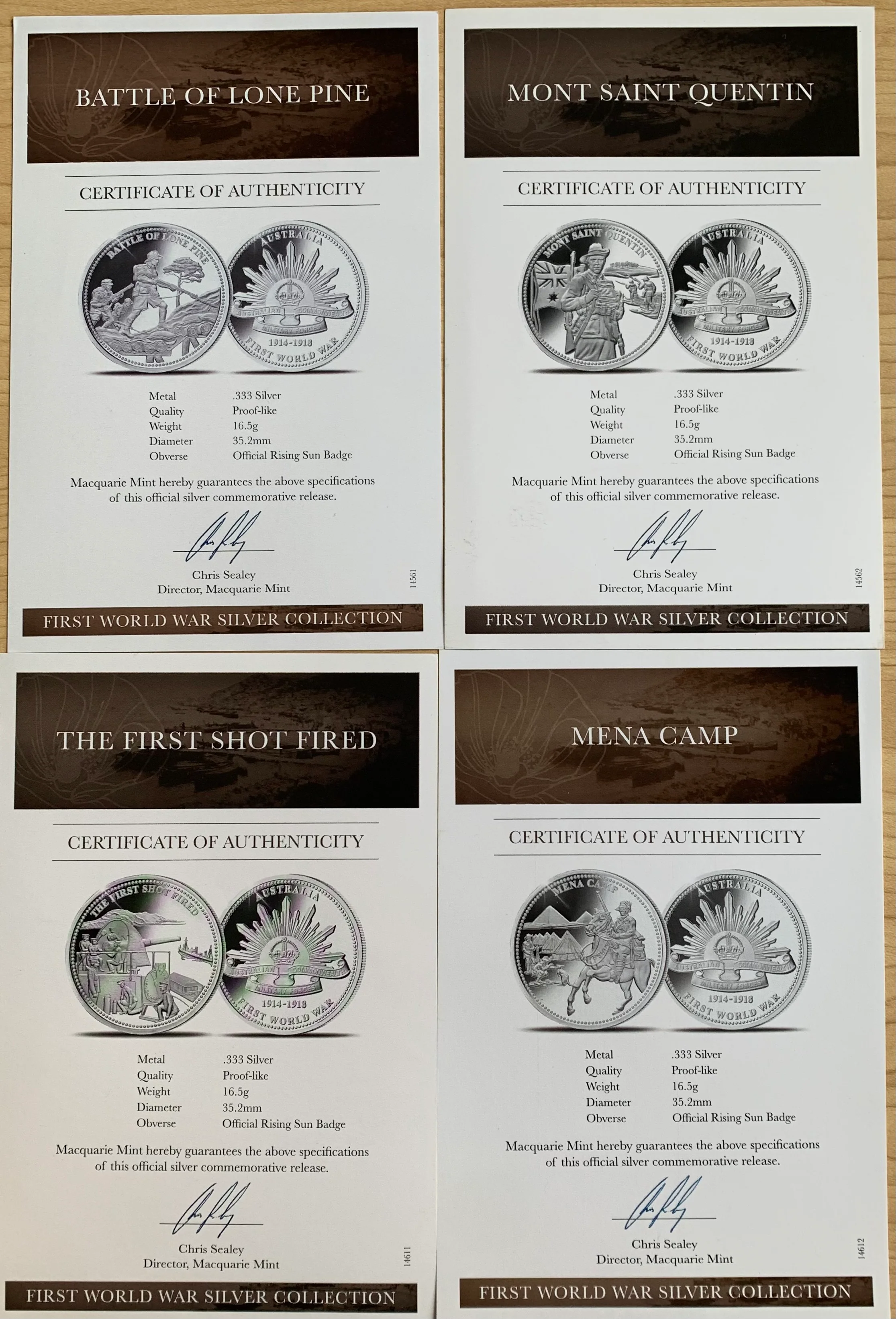 Macquarie Mint First World War 8 Silver Medallions Commemorative Collection - Image 3