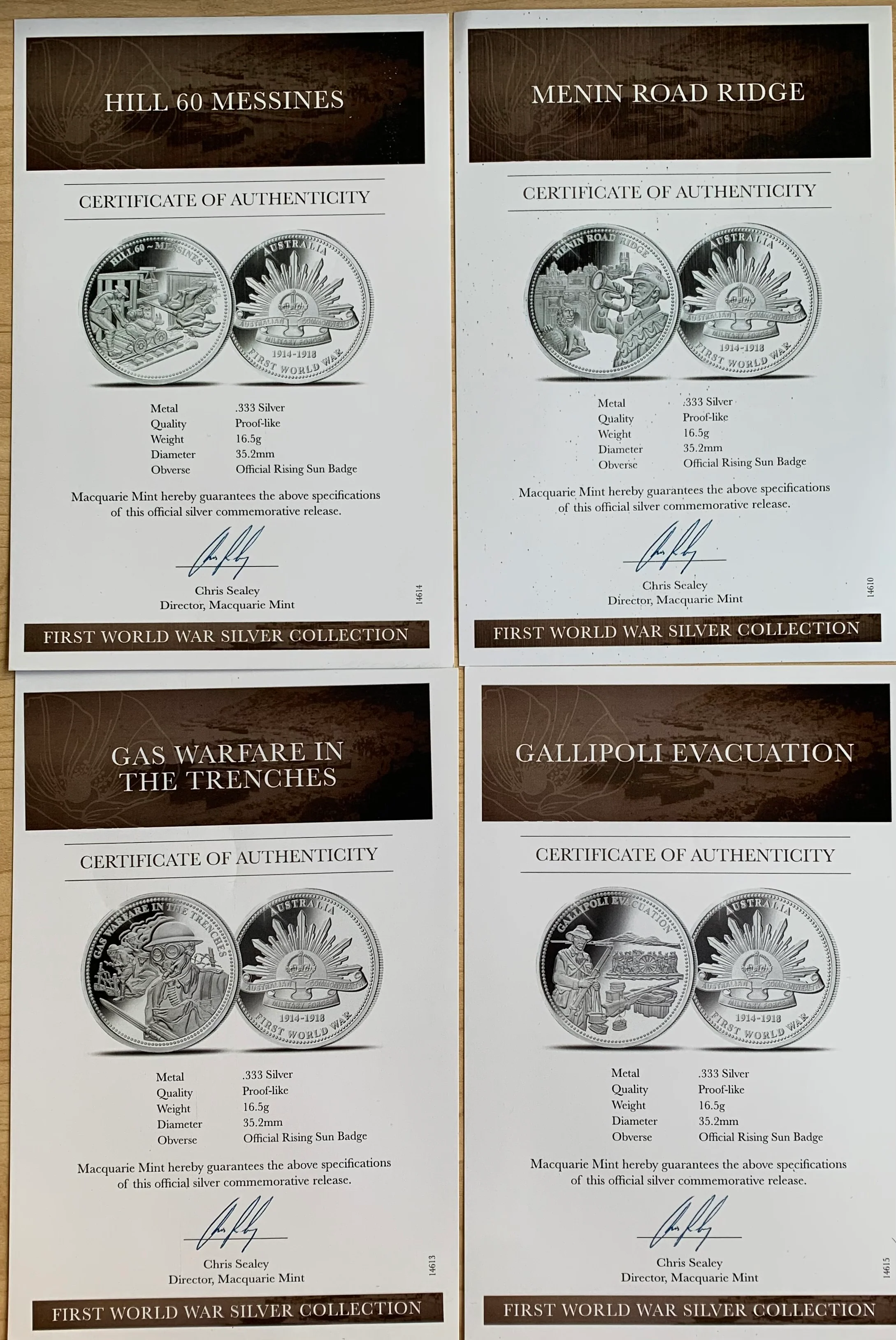 Macquarie Mint First World War 8 Silver Medallions Commemorative Collection - Image 4