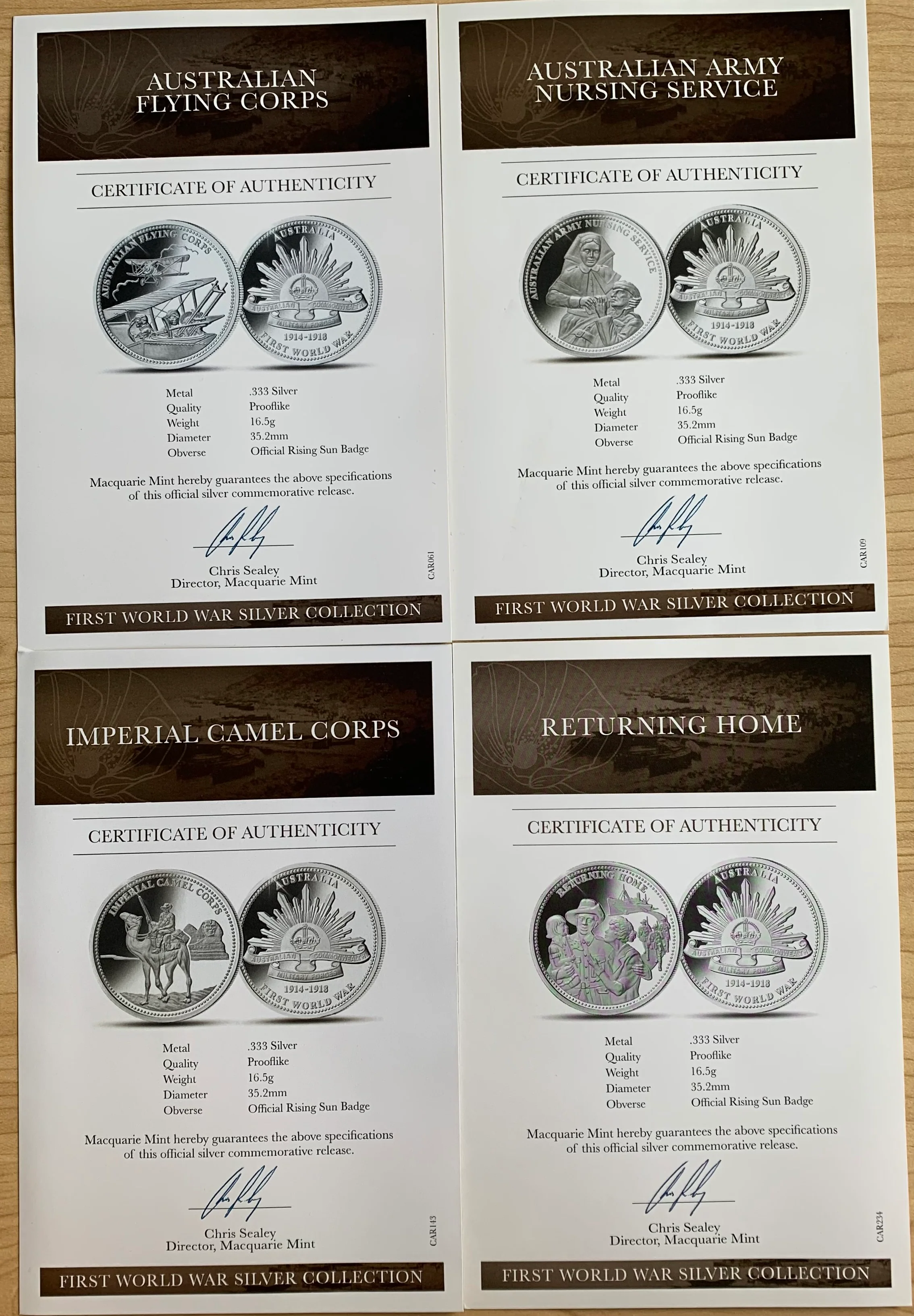 Macquarie Mint First World War Silver 10 Medallion Commemorative Collection with Gold Coin - Image 4