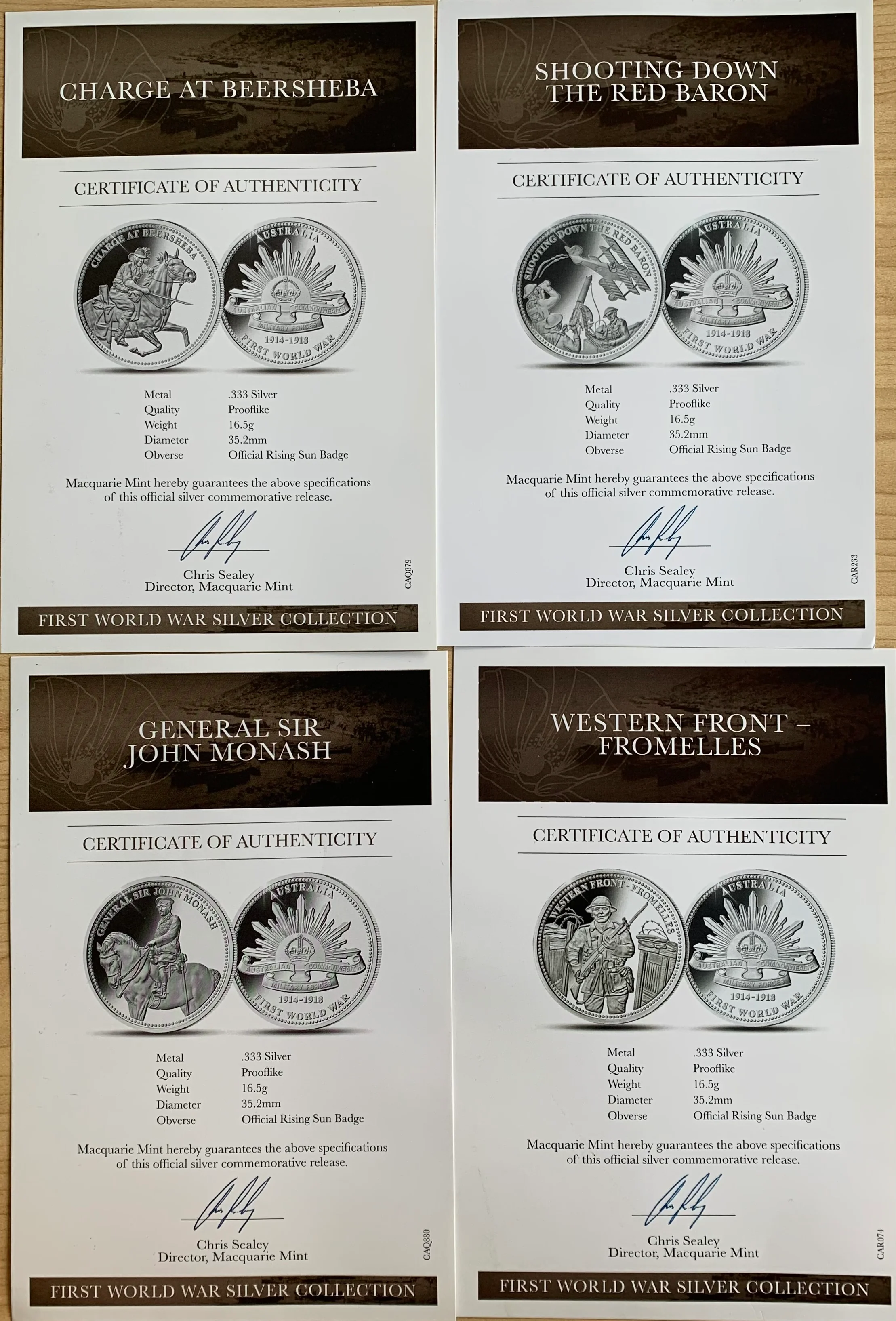 Macquarie Mint First World War Silver 10 Medallion Commemorative Collection with Gold Coin - Image 5