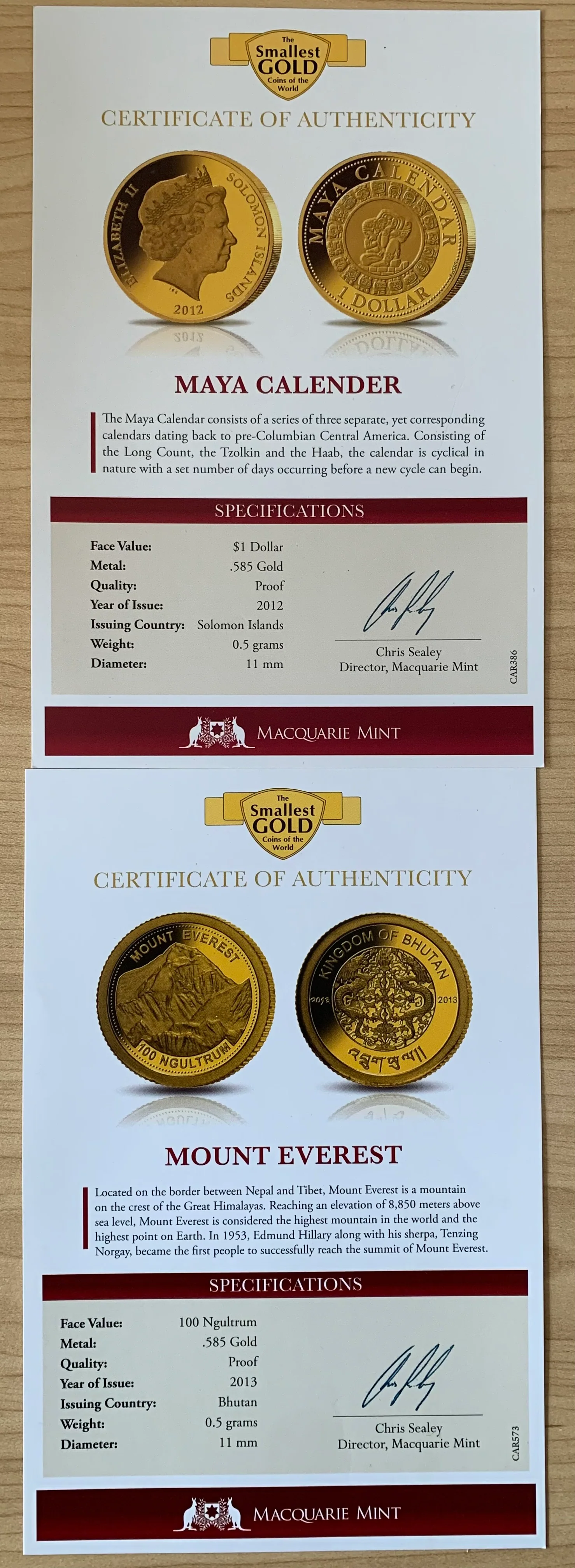 Macquarie Mint "The Smallest Gold Coins of The World" Collection 44 x .5 gram gold coins - Image 6
