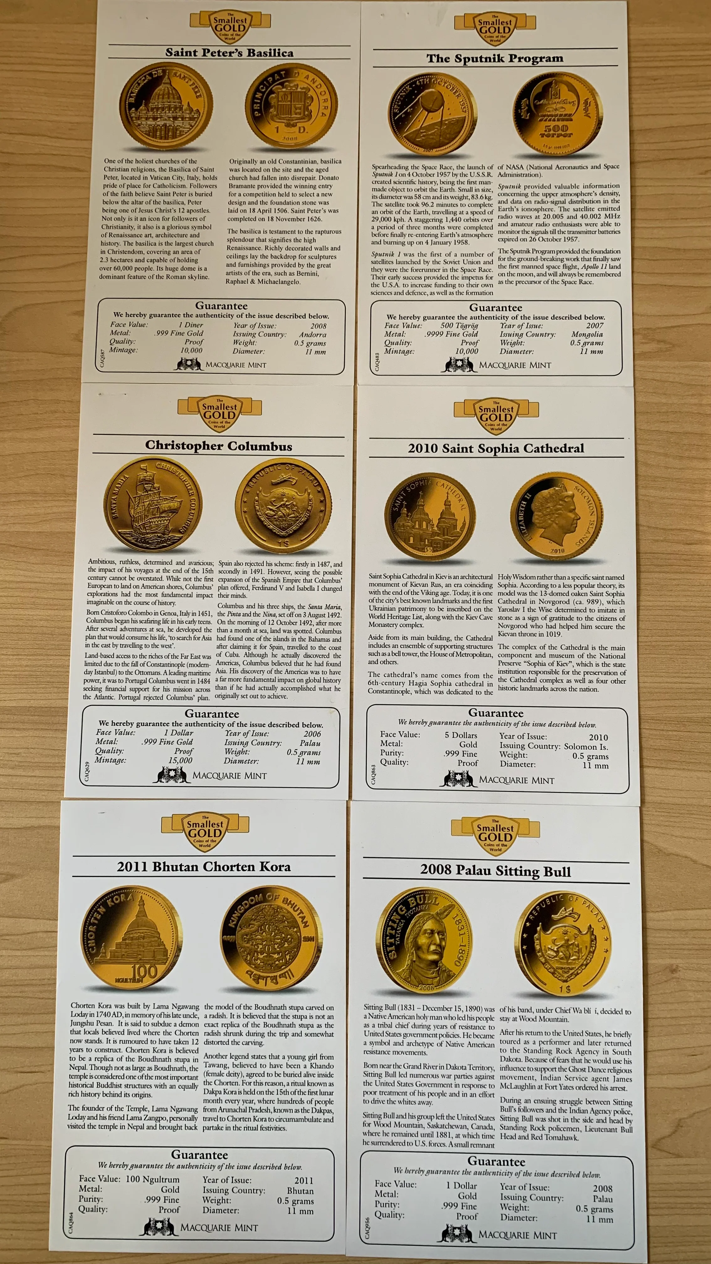Macquarie Mint "The Smallest Gold Coins of The World" Collection 44 x .5 gram gold coins - Image 8