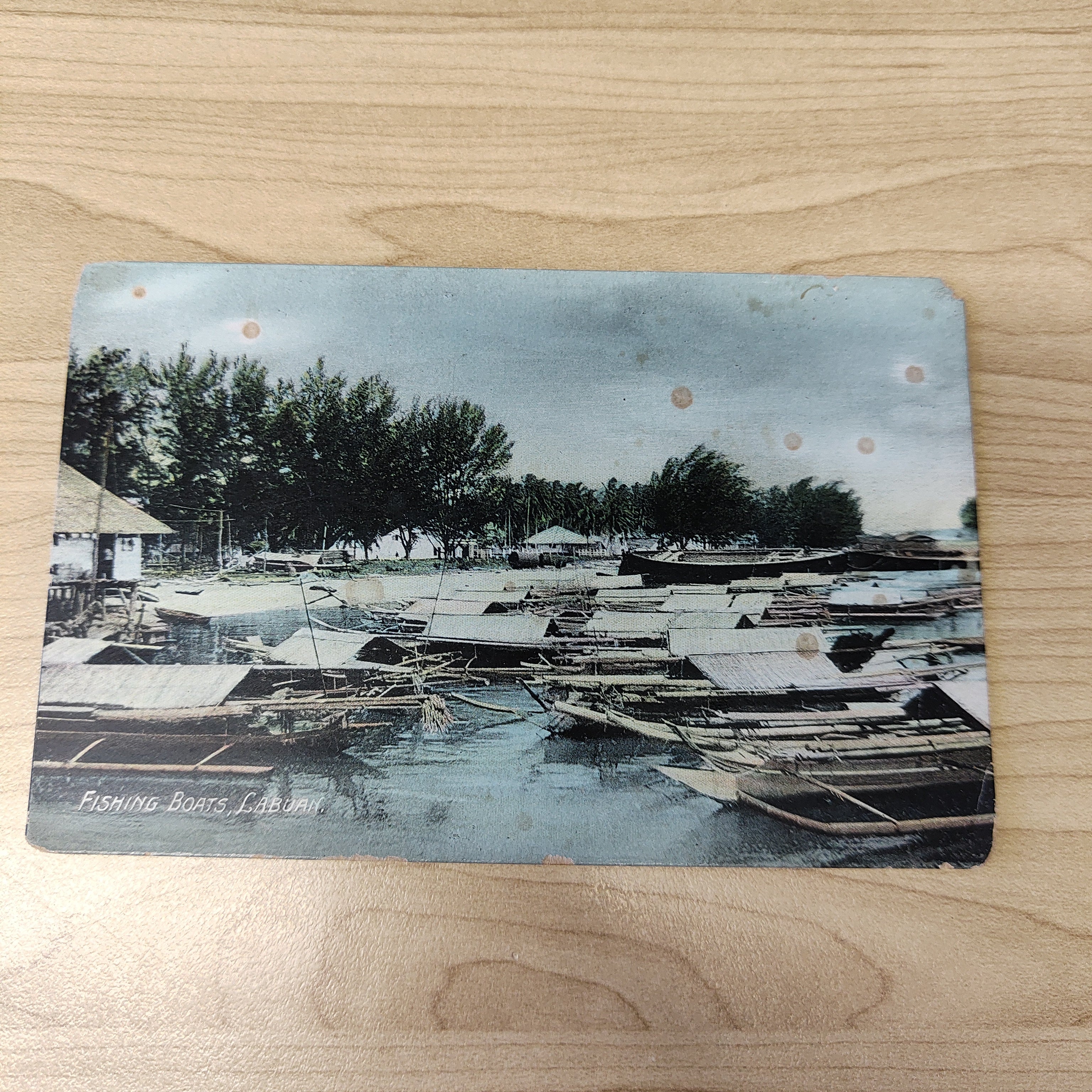 Malaya Strait Settlements Singapore Fishing Boats Labuan Postcard