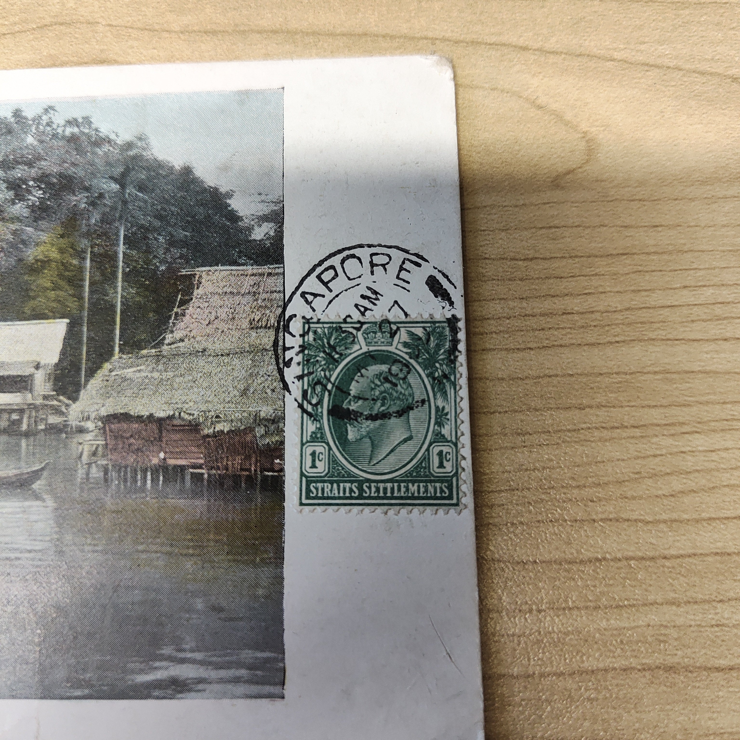 Malaya Strait Settlements Singapore Scene At St James Postcard 1c May 27 1930's To Denmark - Image 3