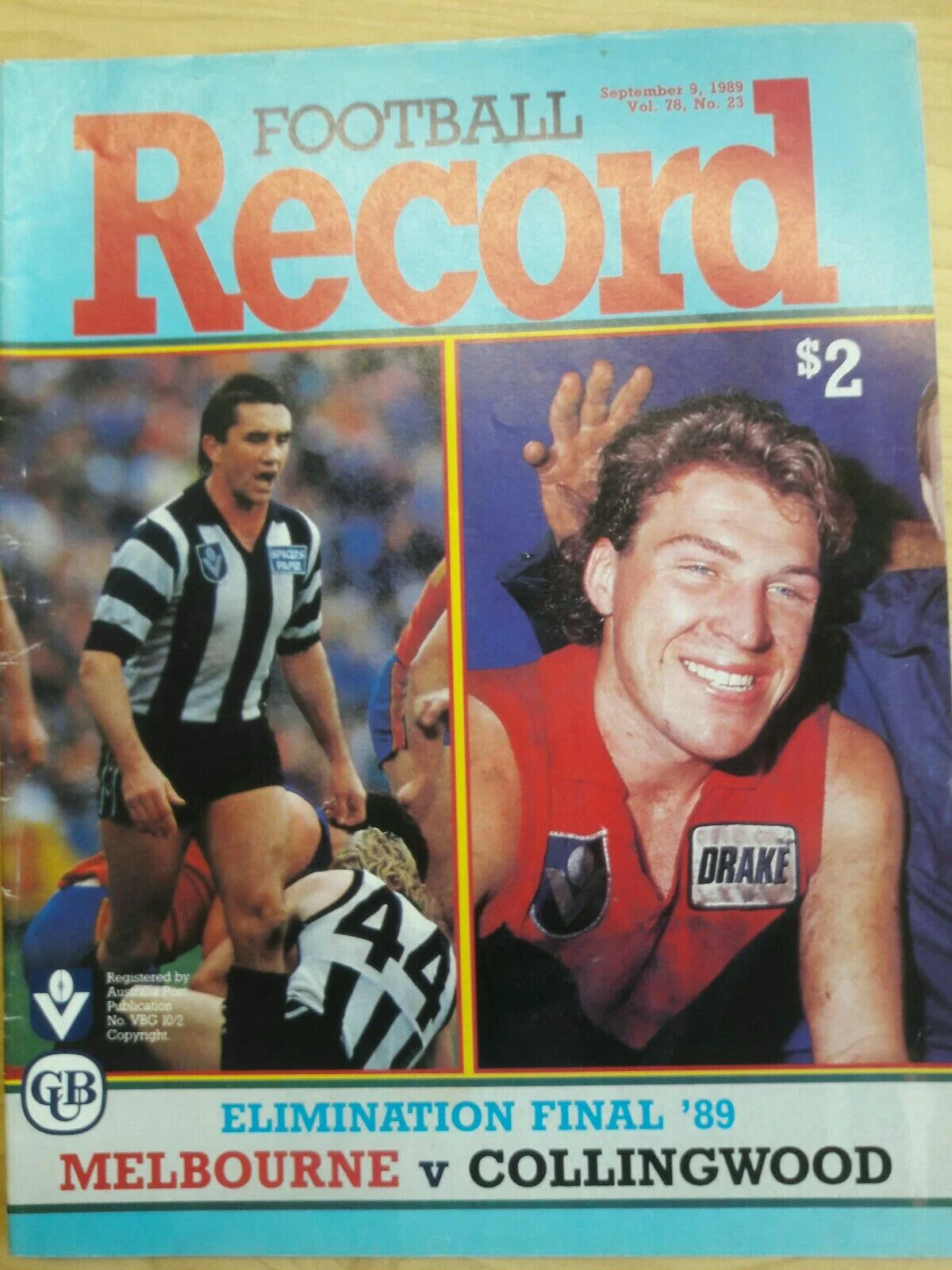 Melbourne Vs Collingwood 1989 Elimination Final Footy Record September 9th 1989
