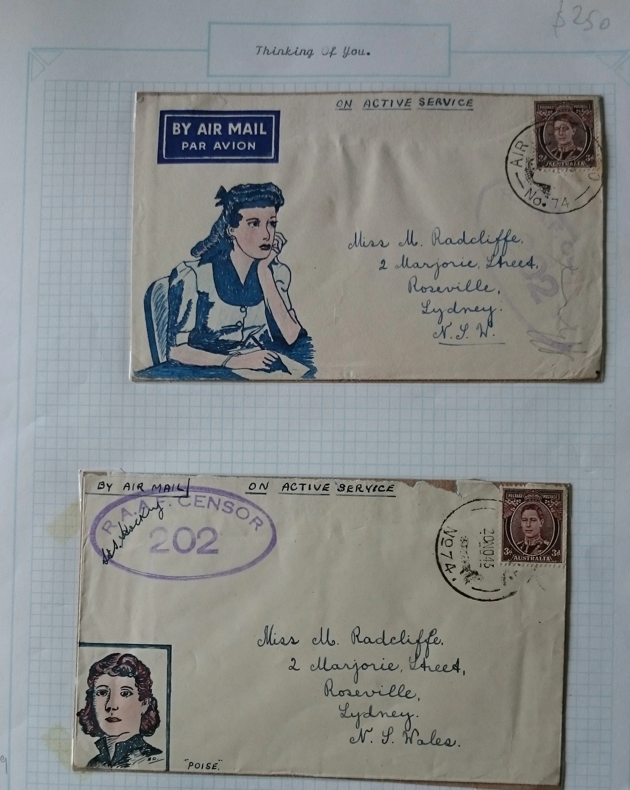 Military Mail On Active Service Thinking of You RAAF Censor 202
