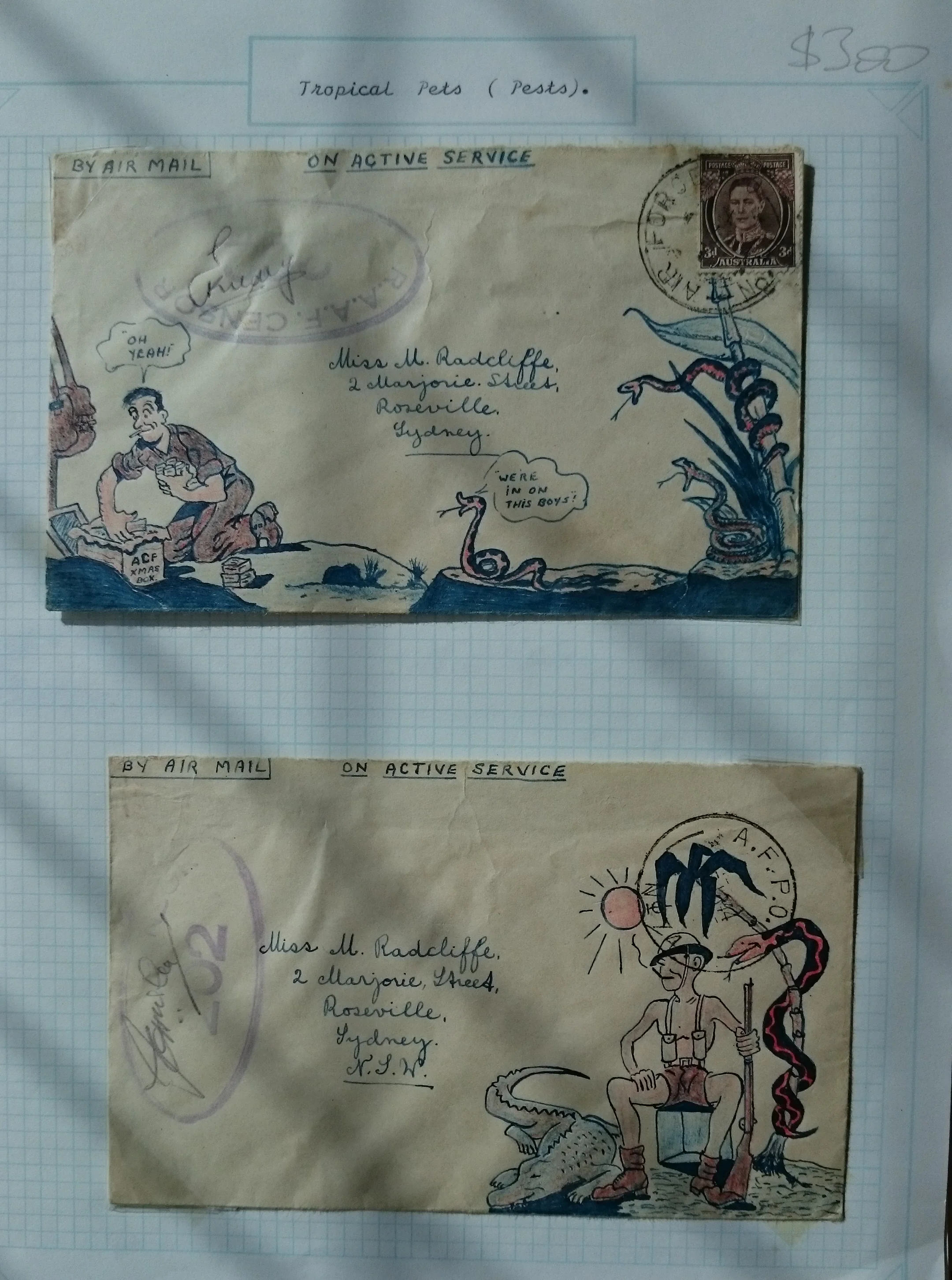 Military Mail On Active Service Tropical Pets (Pests) RAAF Censor 202