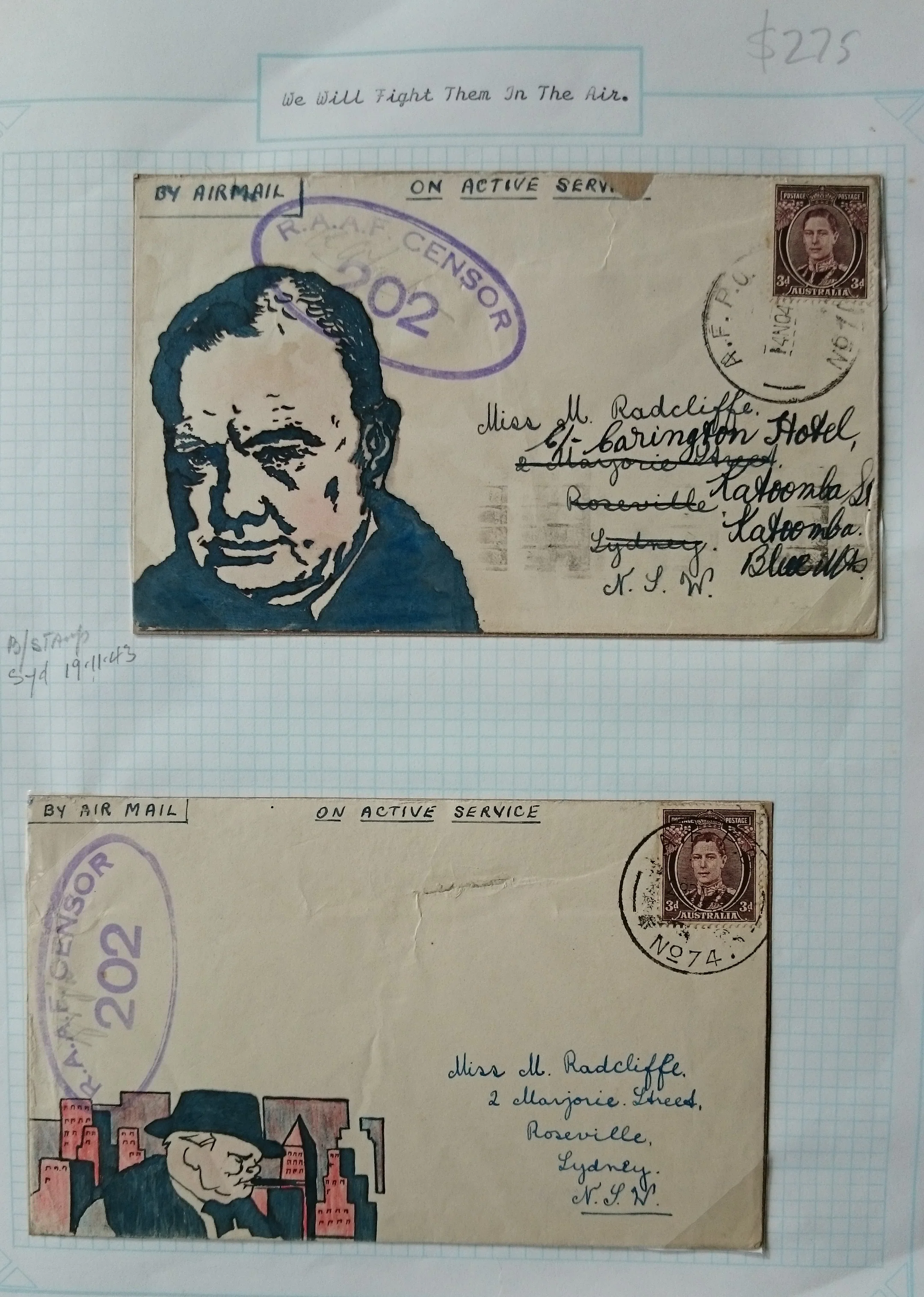 Military Mail Winston Churchill We Will Fight Them In The Air RAAF Censor 202