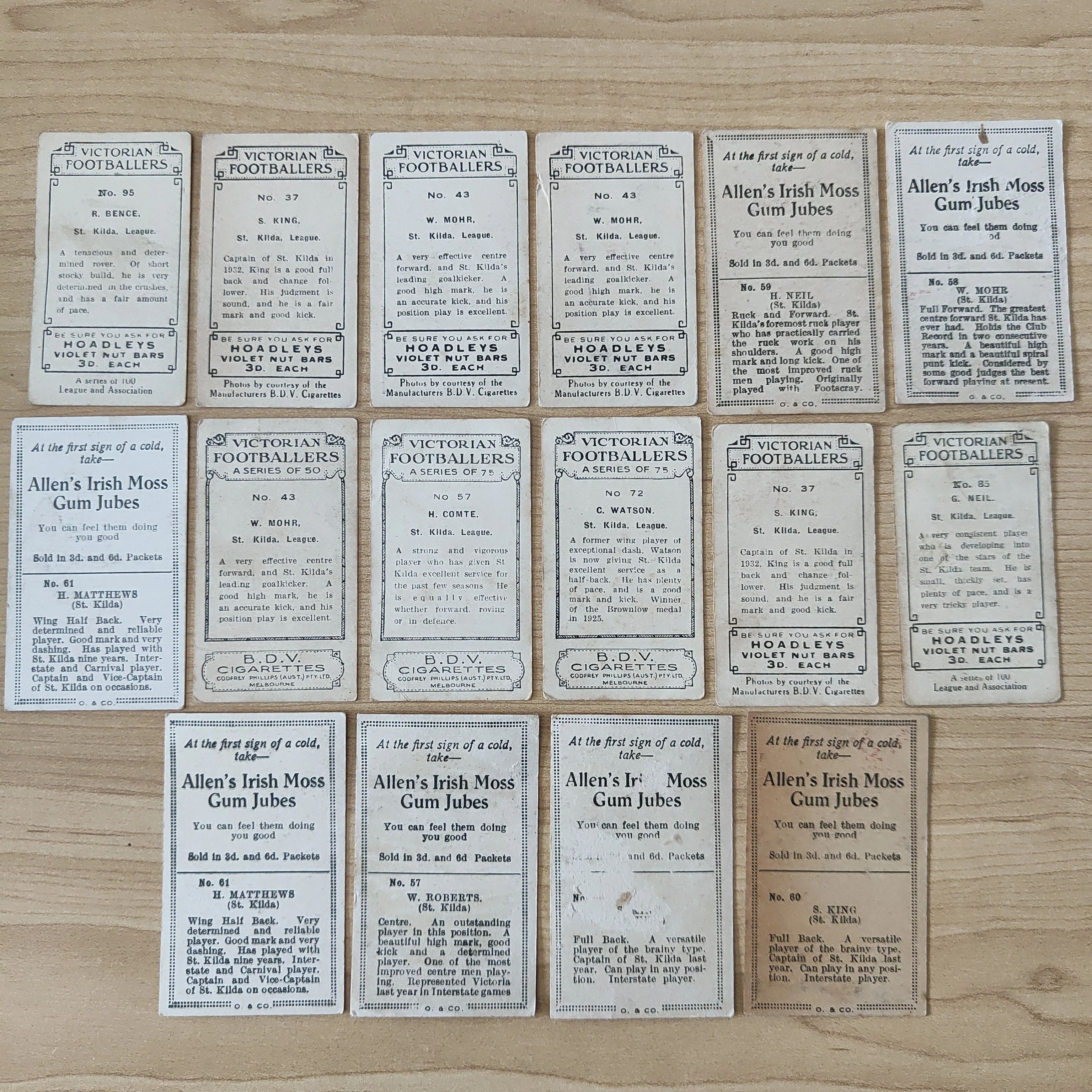 Mixed Lot of 16 St Kilda Football Club Cigarette Cards - Image 2