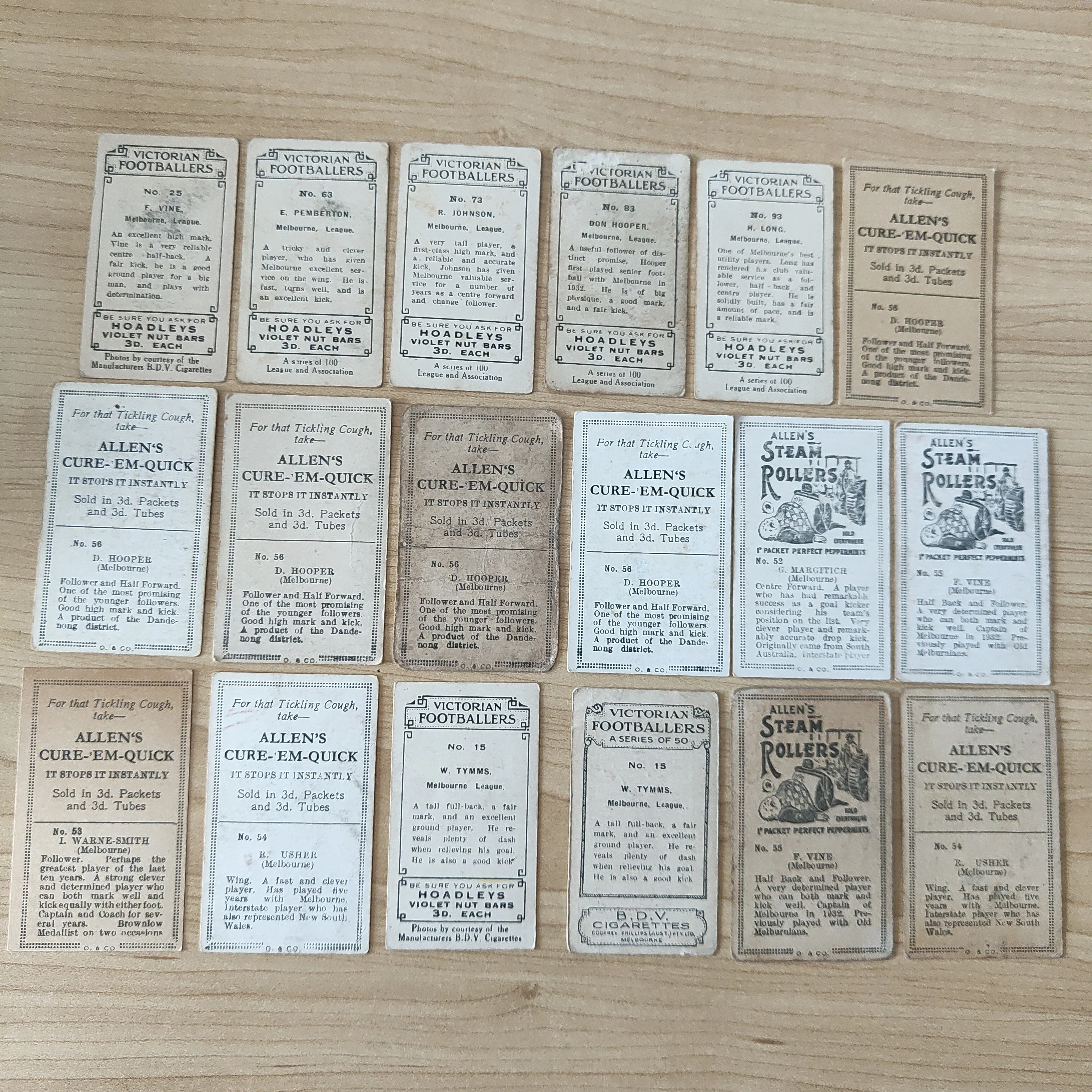 Mixed Lot of 18 Melbourne Football Club Cigarette Cards - Image 2
