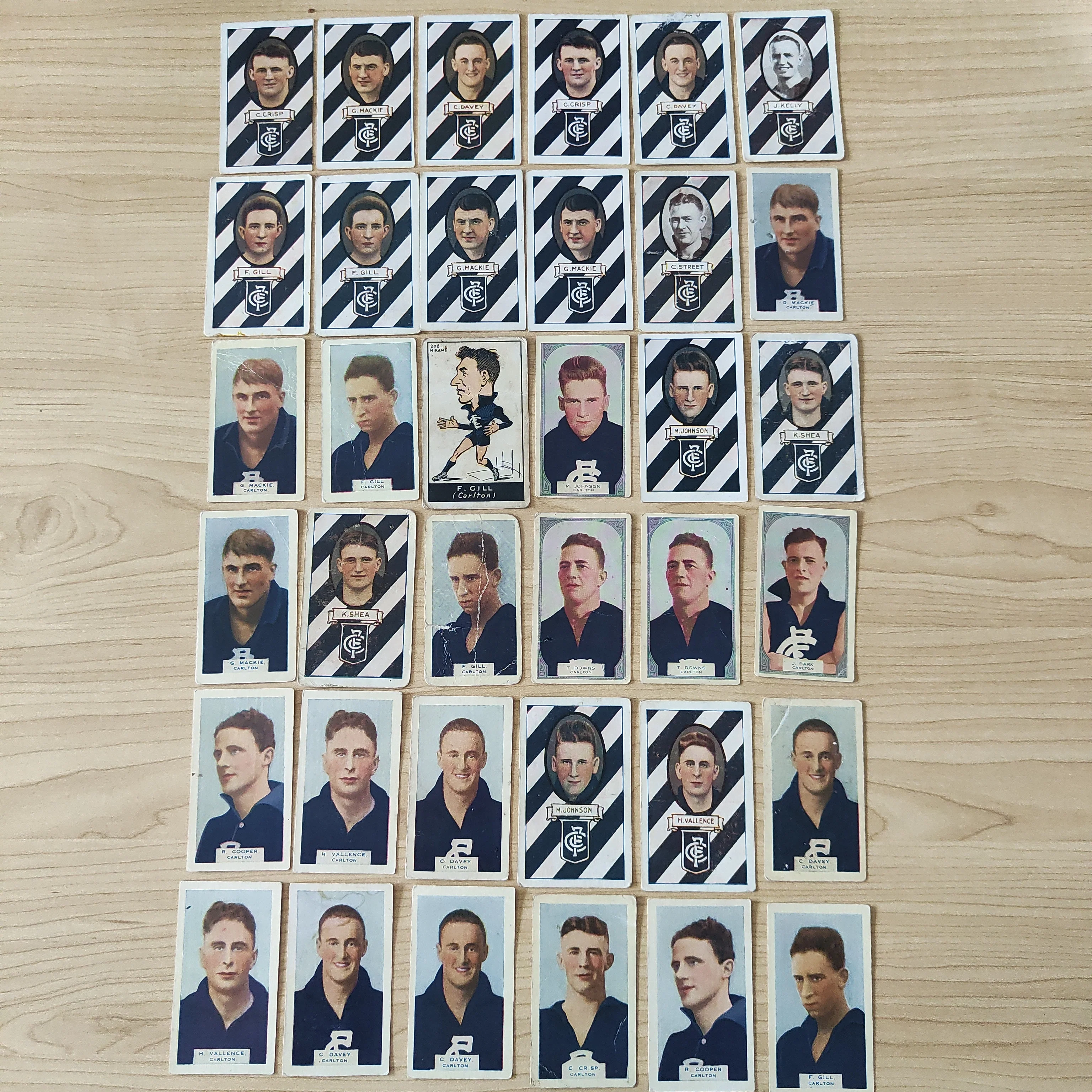 Mixed Lot of 36 Carlton Football Club Cigarette Cards