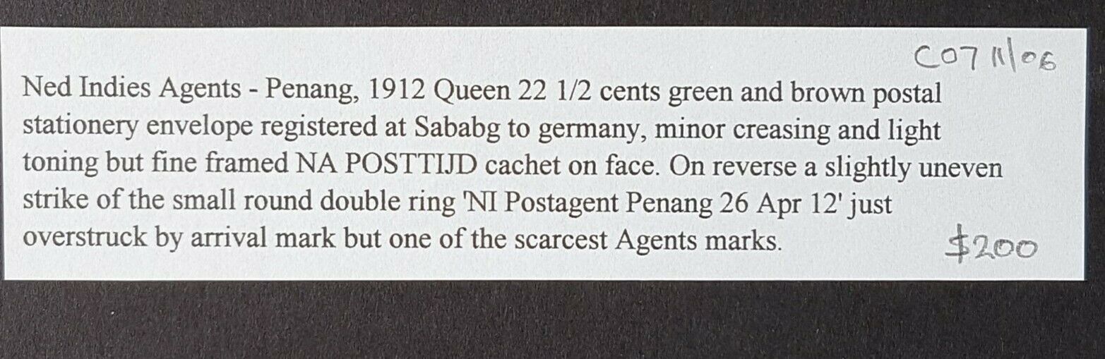 Netherlands Indies PostAgent Penang- Germany 1912 22½c postal stationery - Image 3