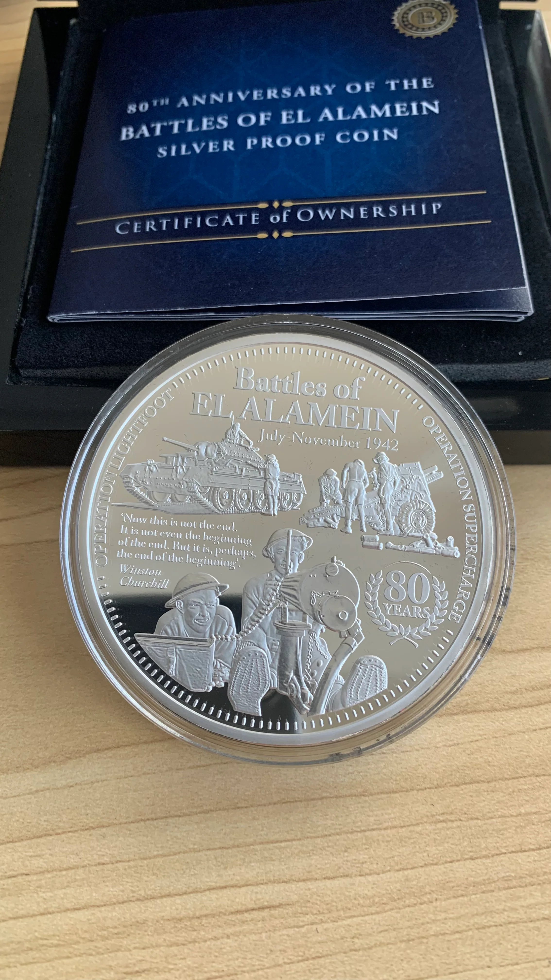 Niue 2022 Battles of El Alamein 5oz 999 Silver Coin Box Cert - Image 2