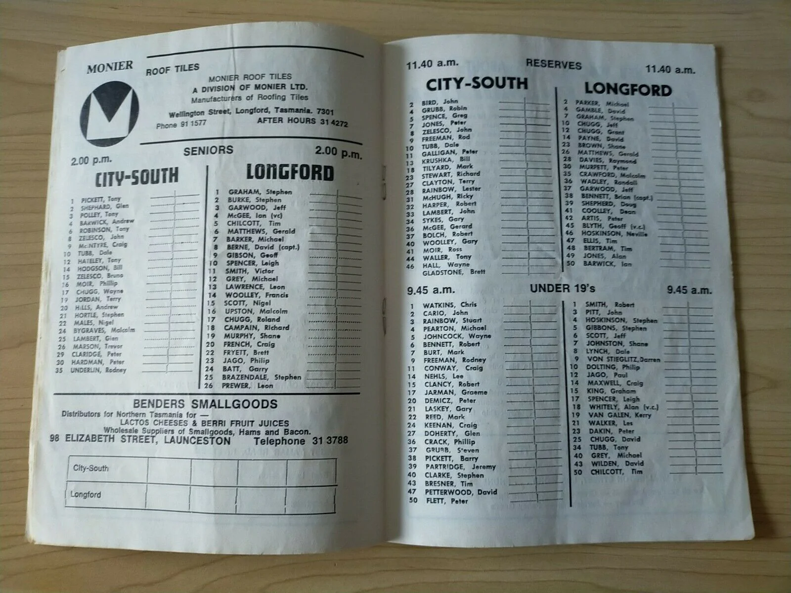 Northern Tasmania Football Association Saturday 16th June 1980 Football Record - Image 3