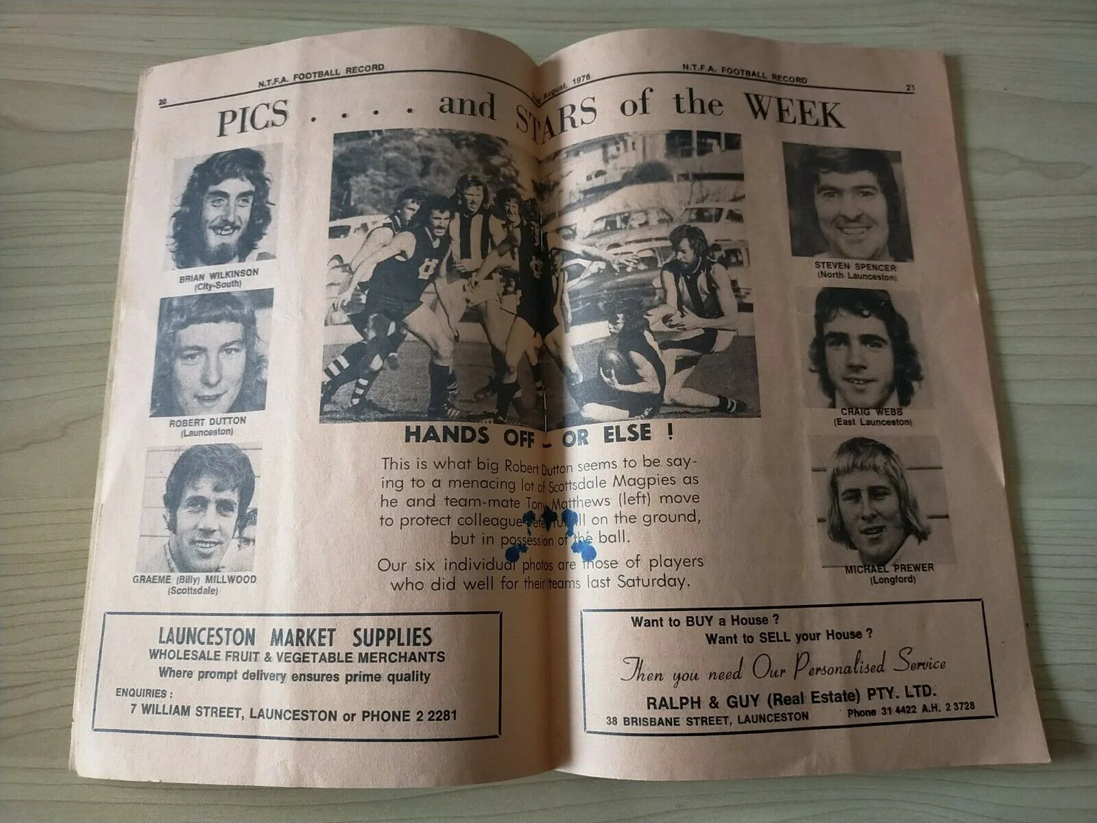 Northern Tasmania Football Association Saturday 21st August 1976 Football Record - Image 3