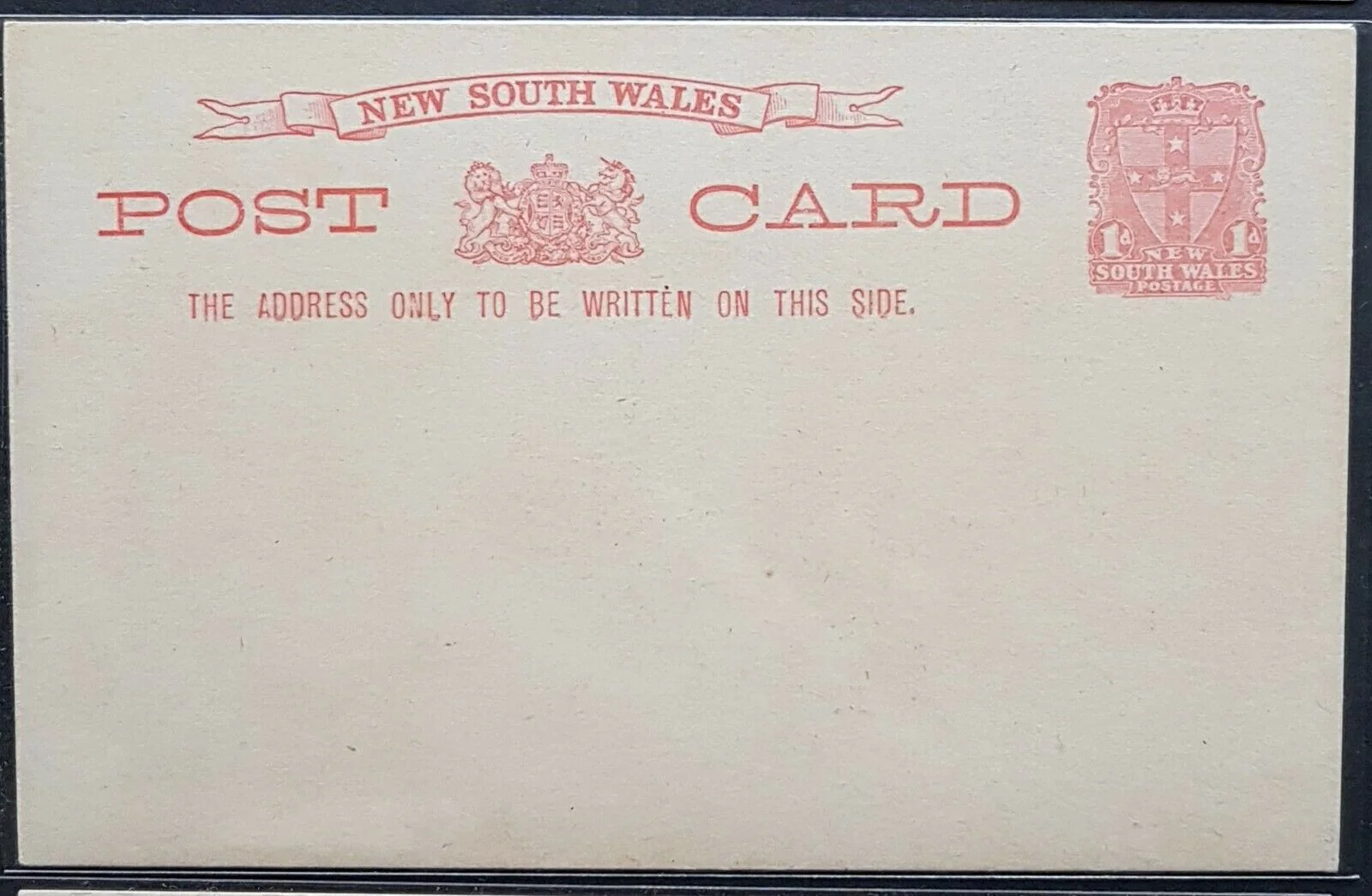 NSW 1d Arms Post Card Greetings from Town Hall Sydney HG 19b  mint - Image 2