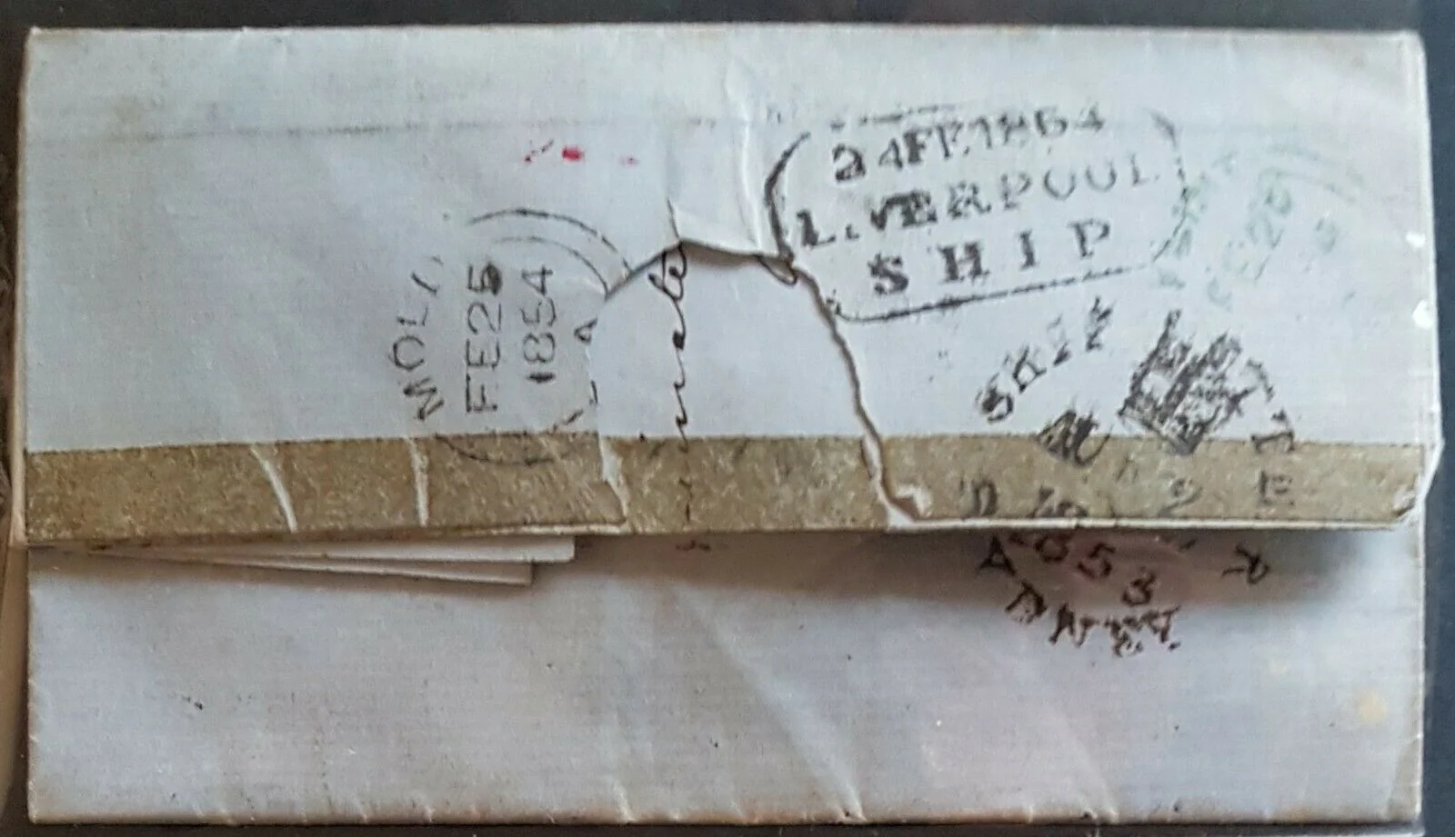 NSW 3d Laureate SG 67 on entire Sydney 27-8-1853 to Wales per Cleopatra - Image 2