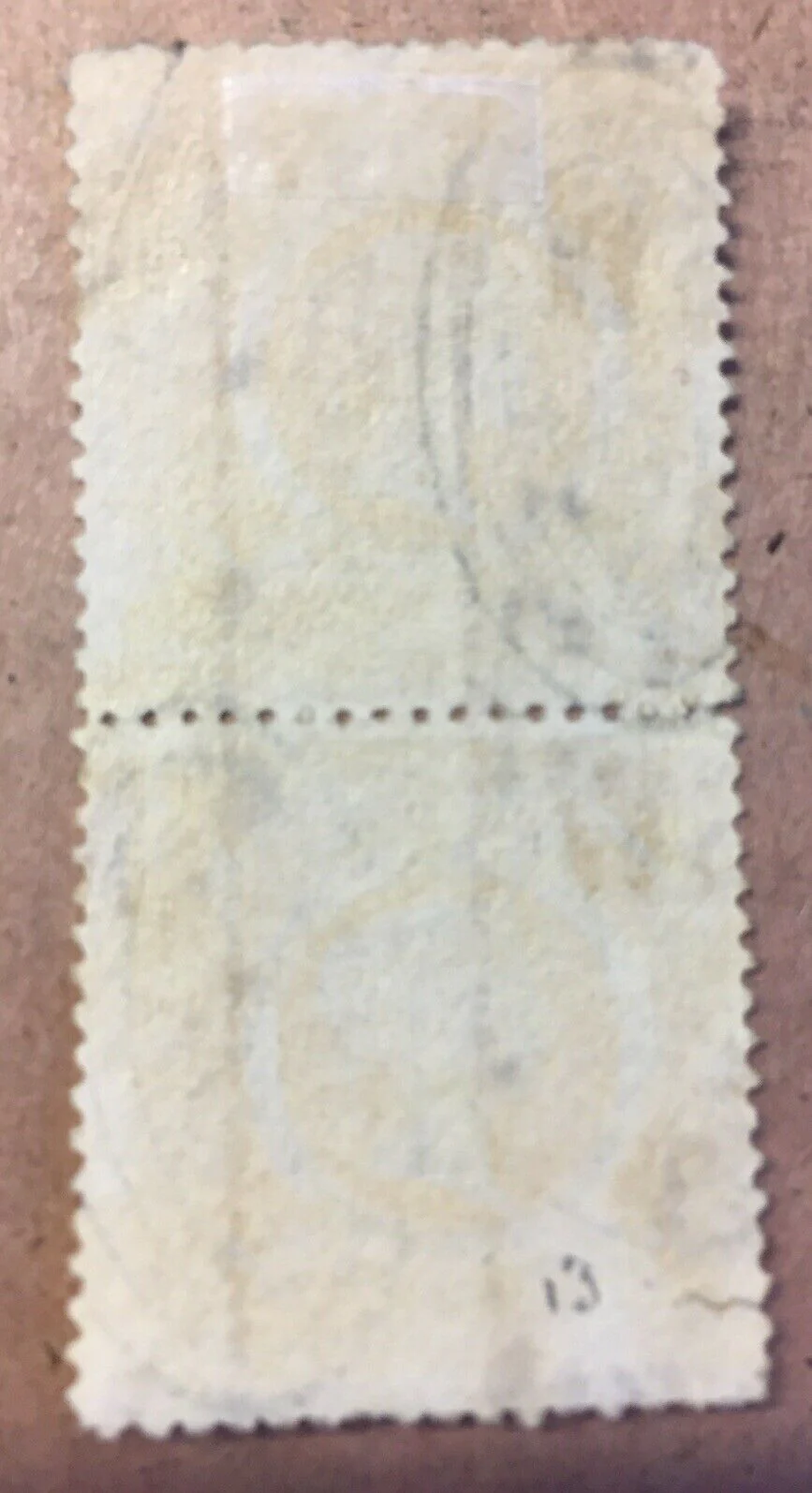 NSW Australian States 1877 8d Yellow diadem SG218 Used Pair. Small Tear On One - Image 2
