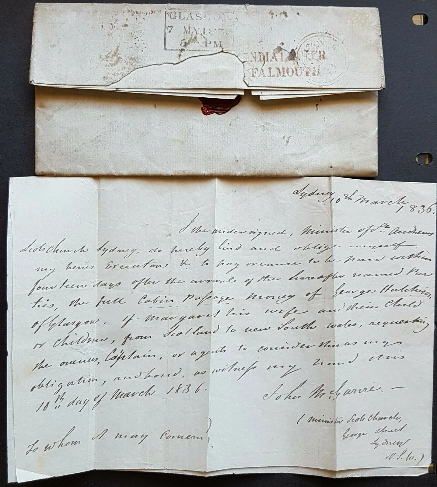 NSW Pre stamp 30 No 1838 to Glasgow from Presbyterian Minister. Great contents. - Image 2