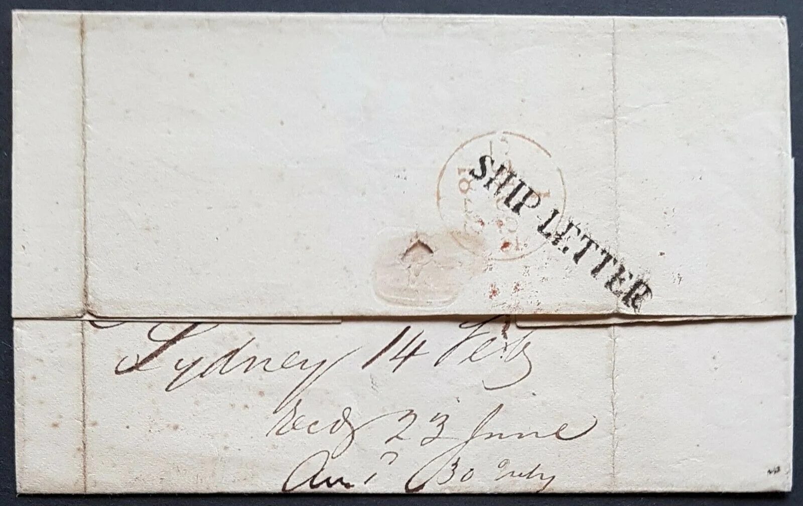 NSW Pre stamp ship letter Sydney Fe 17 1842 to London arrived 23rd Ju 1842 - Image 2