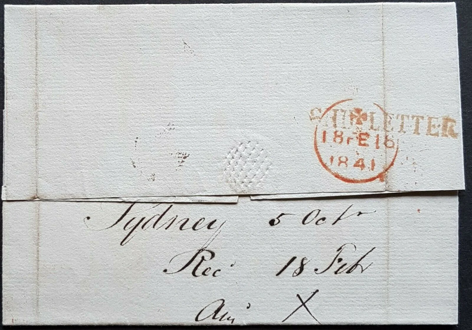 NSW Pre stamp ship letter Sydney Oc 7 1840 to London 18 Fe 1841 - Image 2