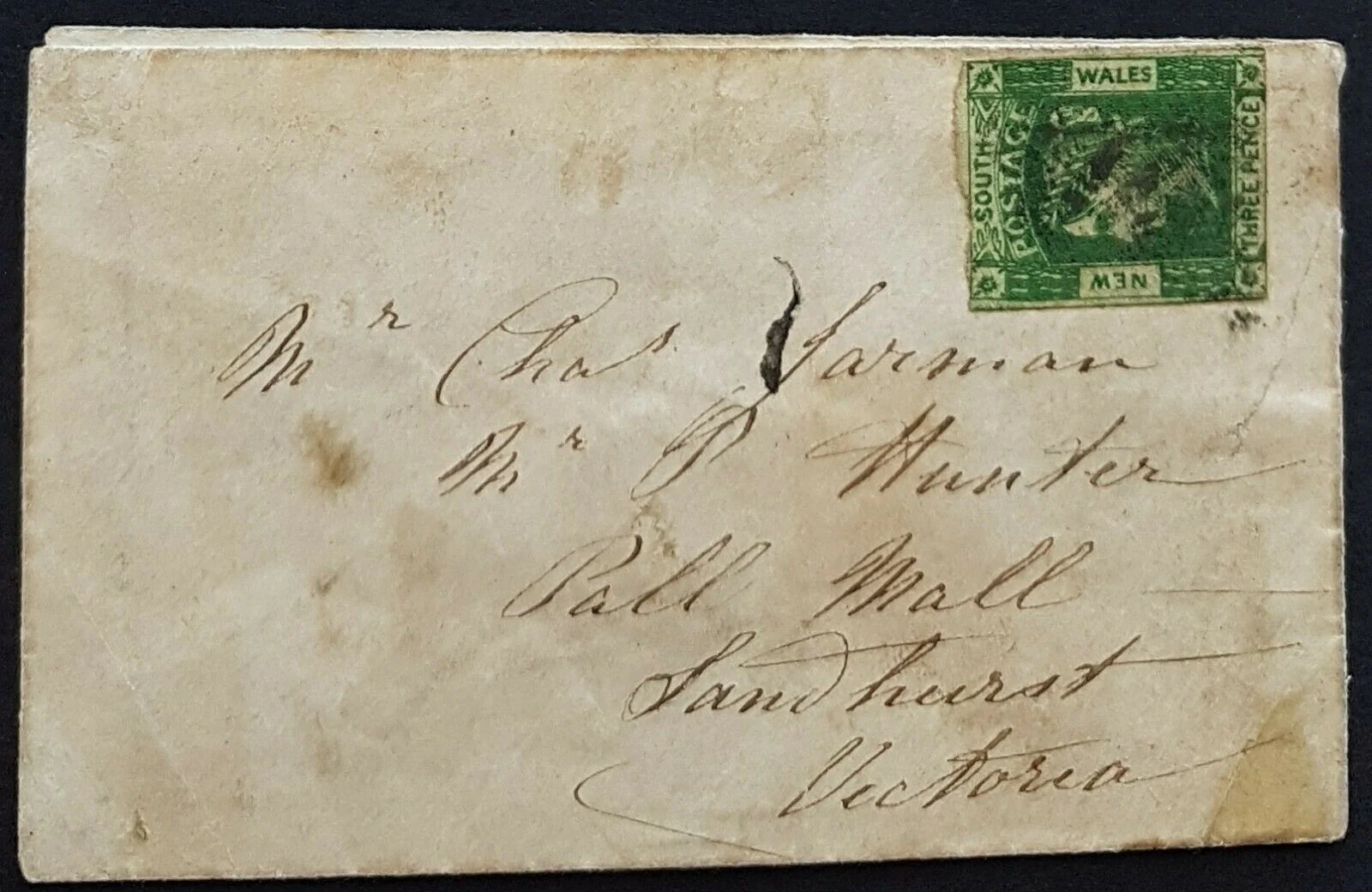 NSW -Sandhurst Victoria 3d Laureate SG 87 on cover from Sydney Se 27 1856 - Image 2