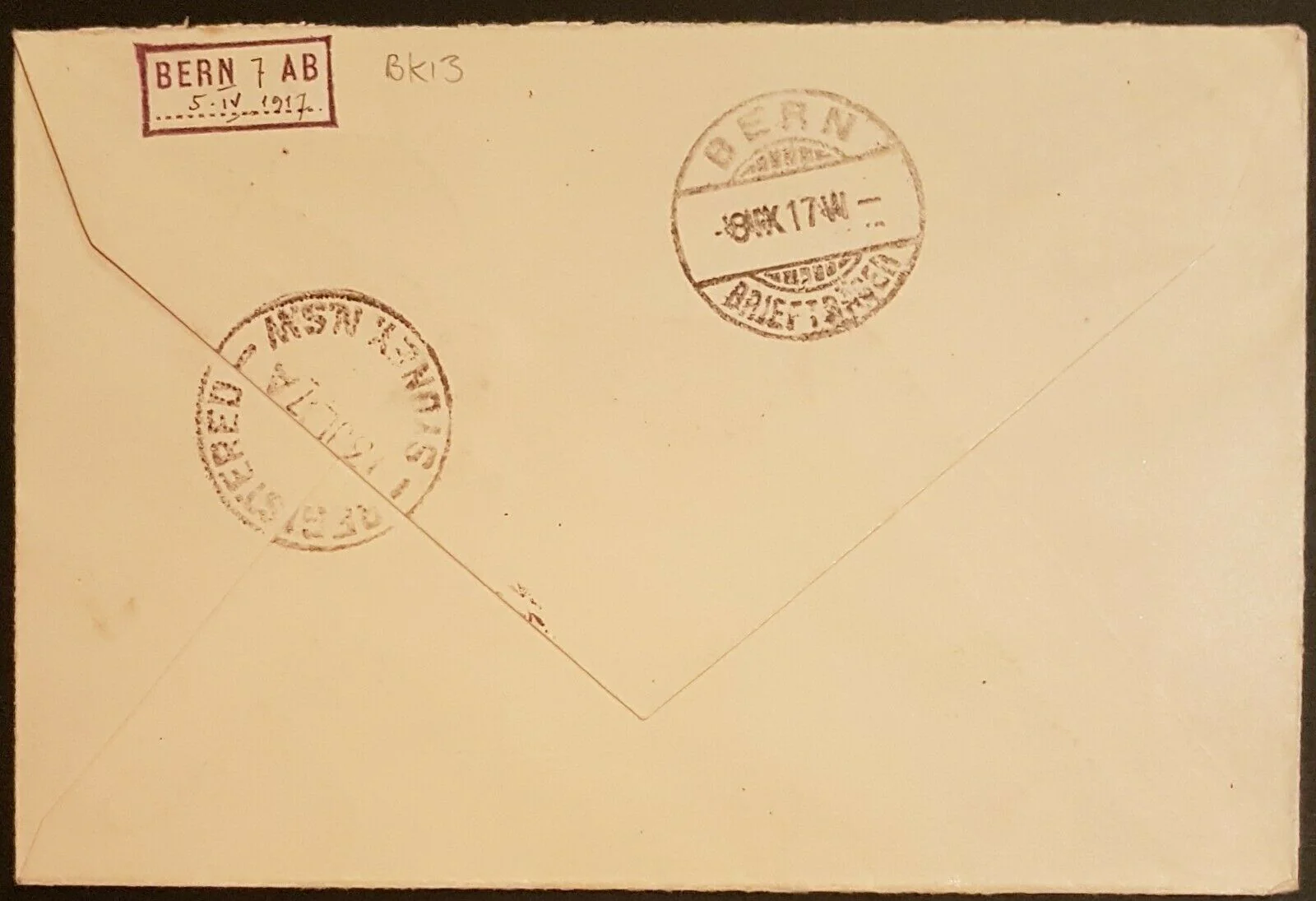 NWPI New Guinea Australia 5/- Kangaroo SG 92 registered cover Rabaul to Berne. - Image 2