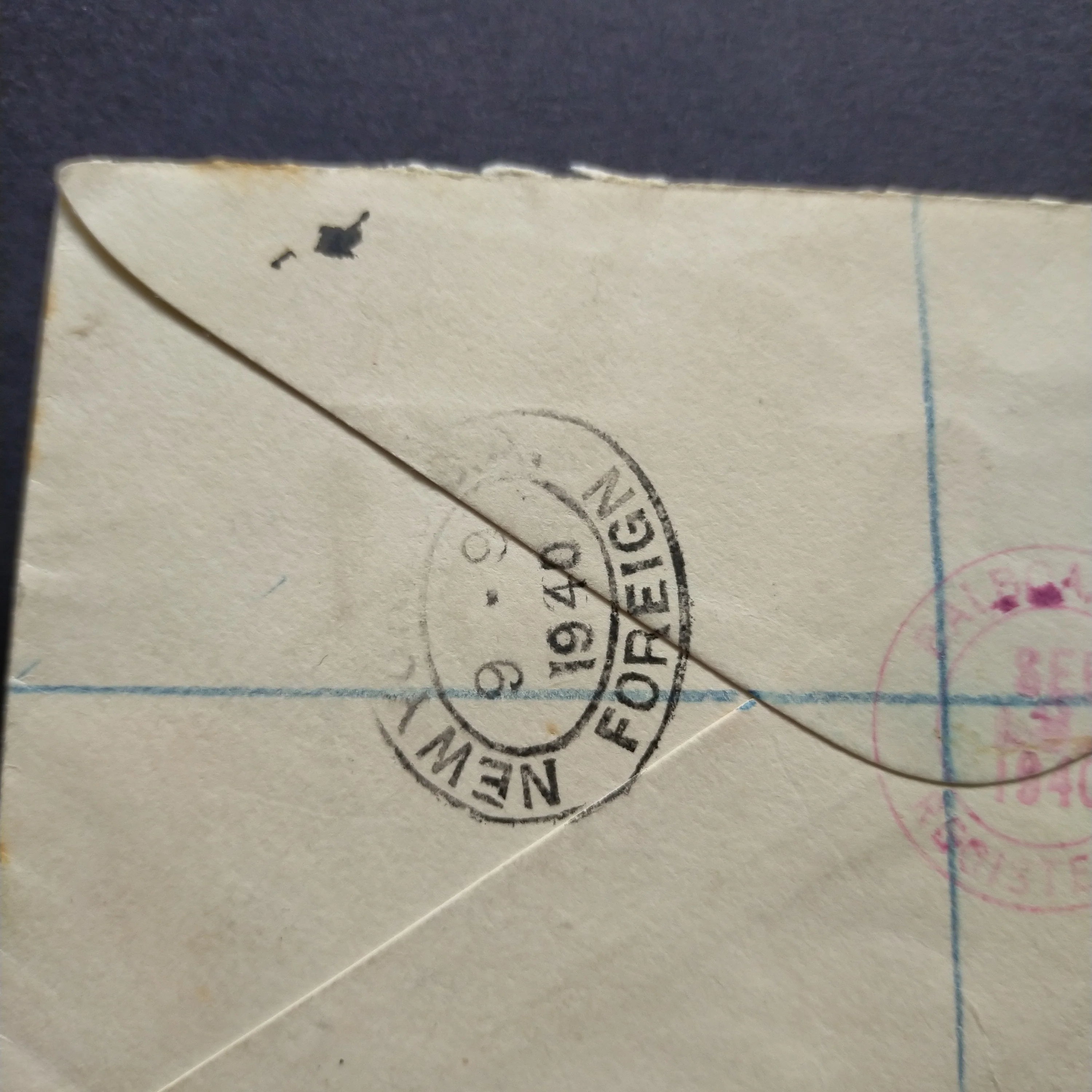 NZ Pitcairn Islands Cover 1940 CDS Pitcairn Islands to Grimsby England Registered Opened By Examiner - Image 5