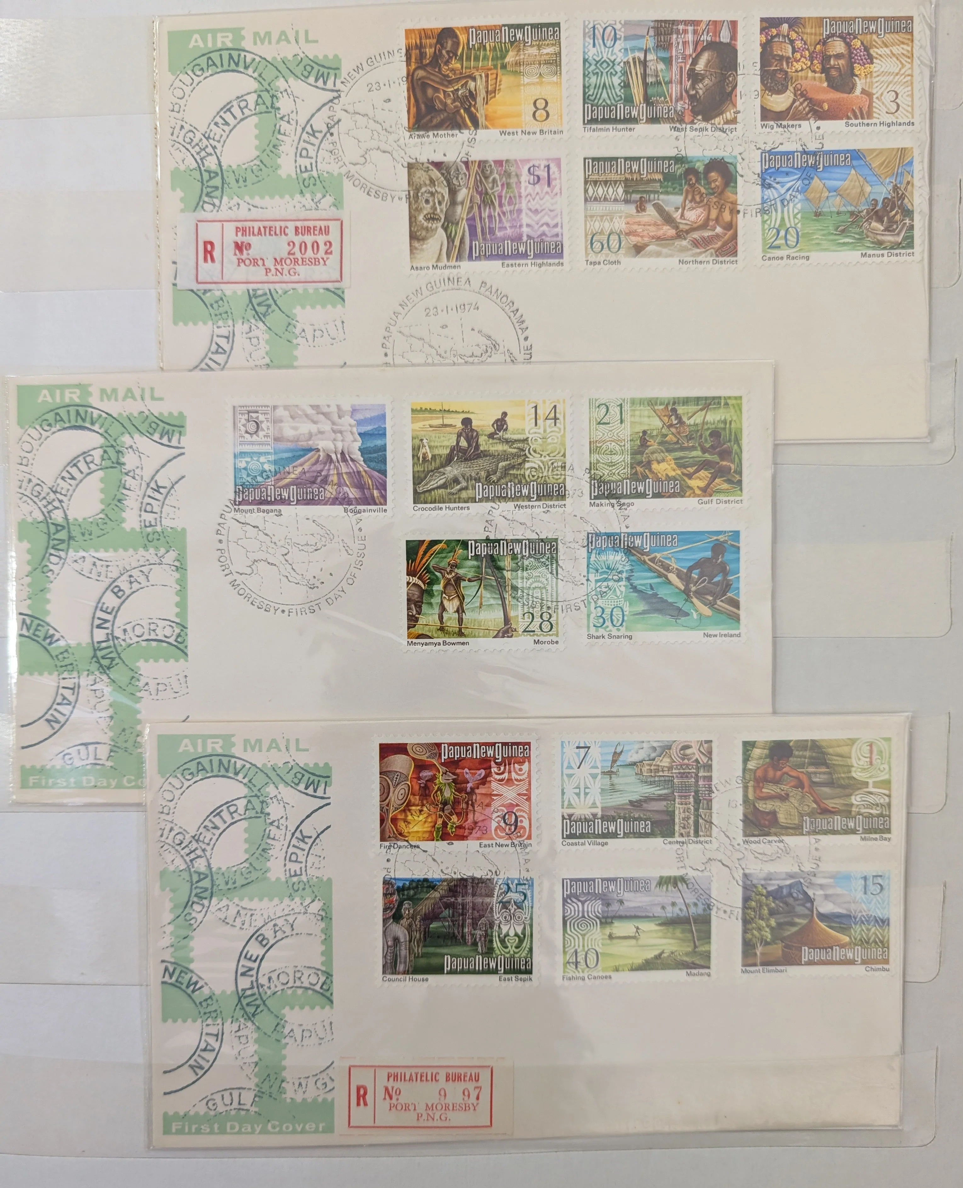 Papua New Guinea 1960-1984, Collection of 71 Different Covers with beautiful sets of stamps - Image 7