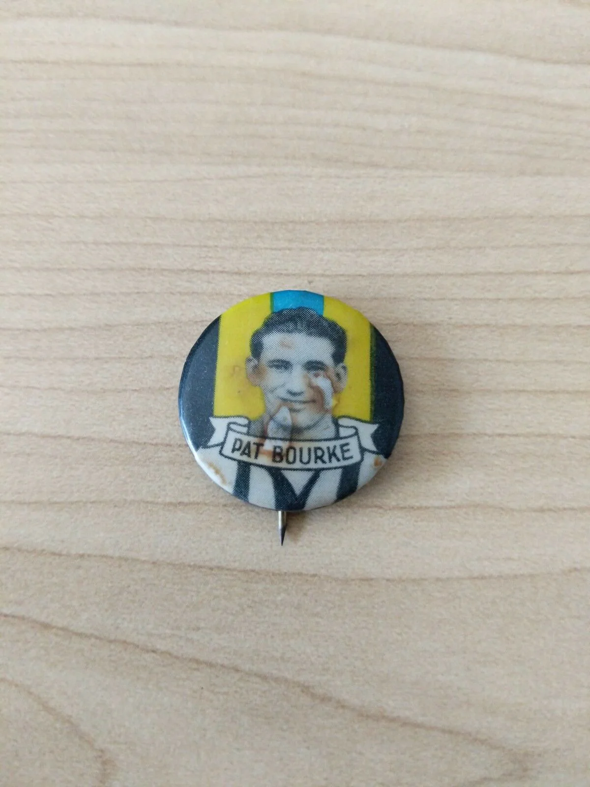 Pat Bourke Argus Tin Badge South Melbourne