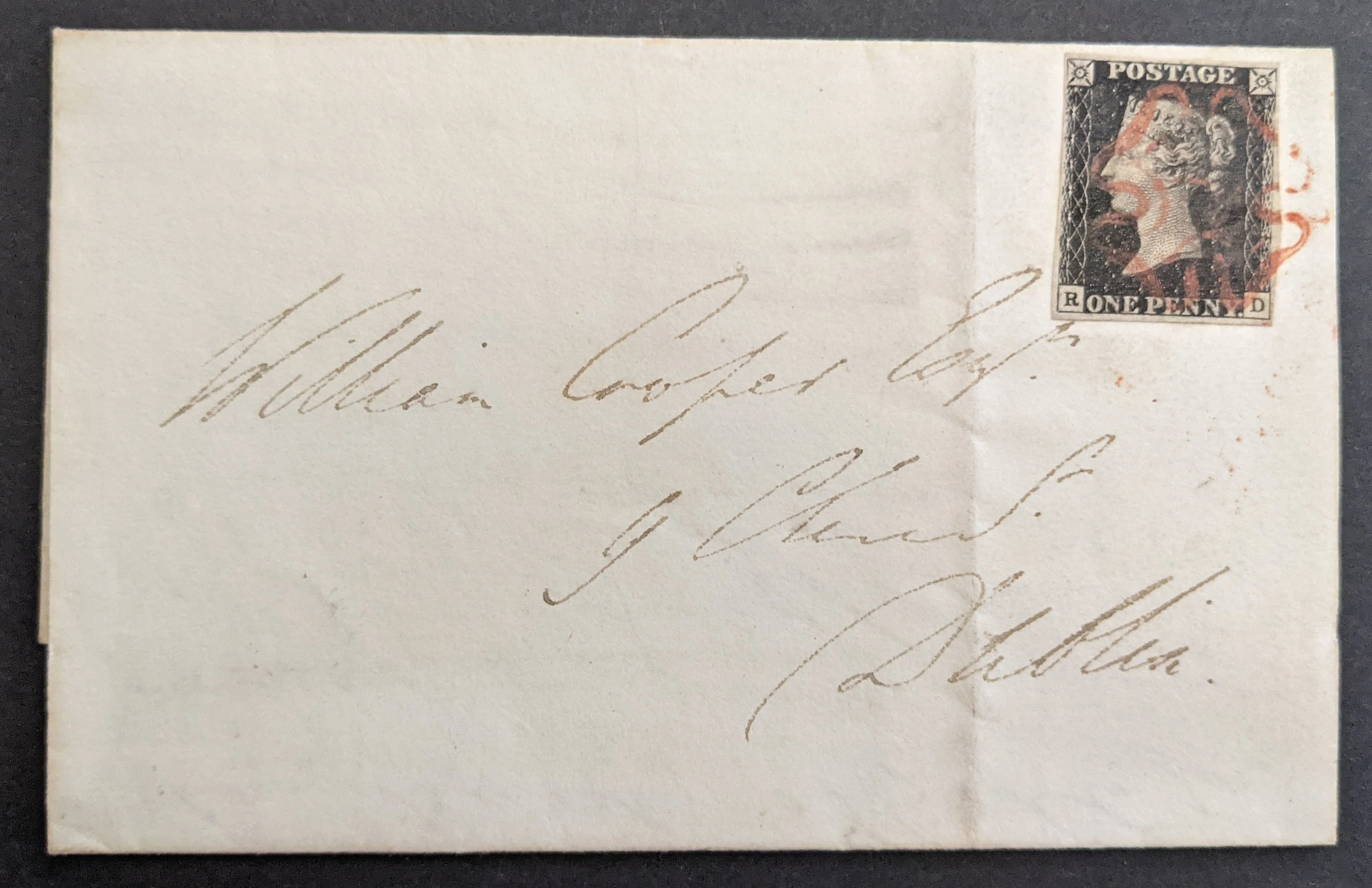 GB Great Britain 1840 Penny Black Cover from Castle Pollard to Dublin Red Maltese Cross - Image 2