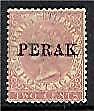 Perak on Straits Settlements SG 17a 2c rose Double Overprint Error Mint no gum
