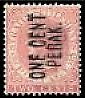Perak SG 26a Type 23 1c. on 2c. pale rose, type 23 Double Surcharge Error M