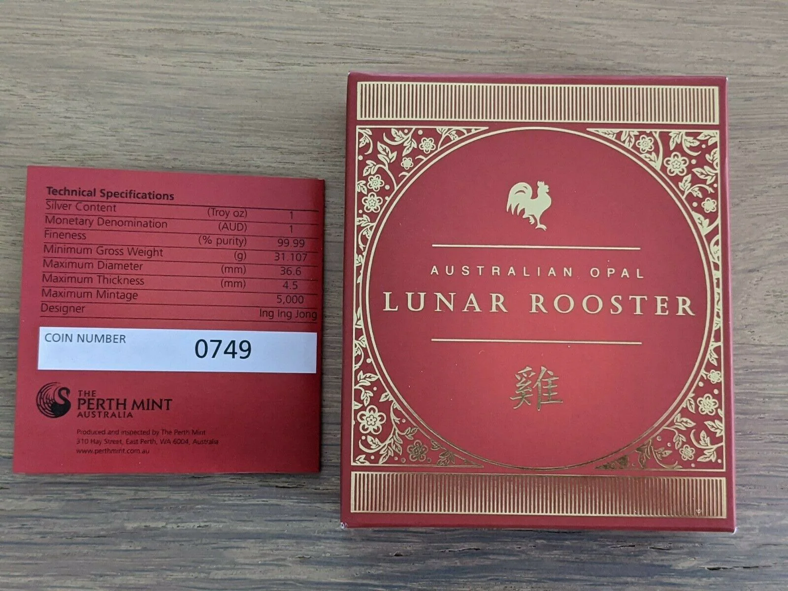 Perth Mint Lunar New Year Of The Rooster Opal Series Colour Proof Coin - Image 4