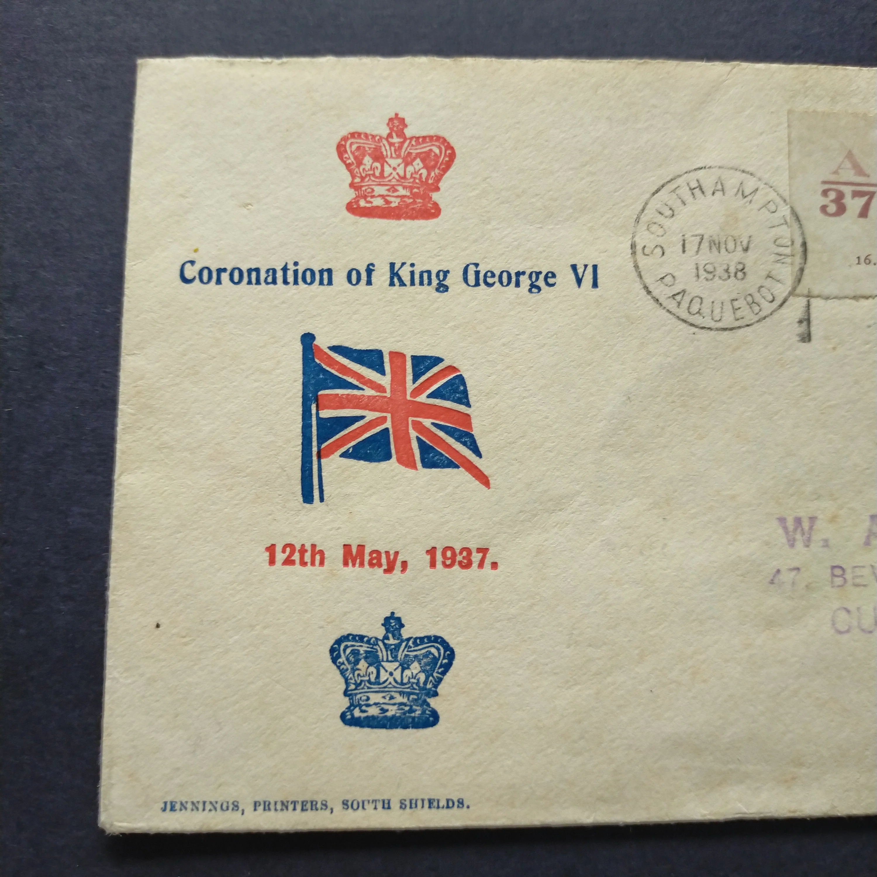 Pitcairn Islands Coronation of King George VI Cover 1938 Southampton Paquebot CDS Pitcairn Islands to England - Image 4