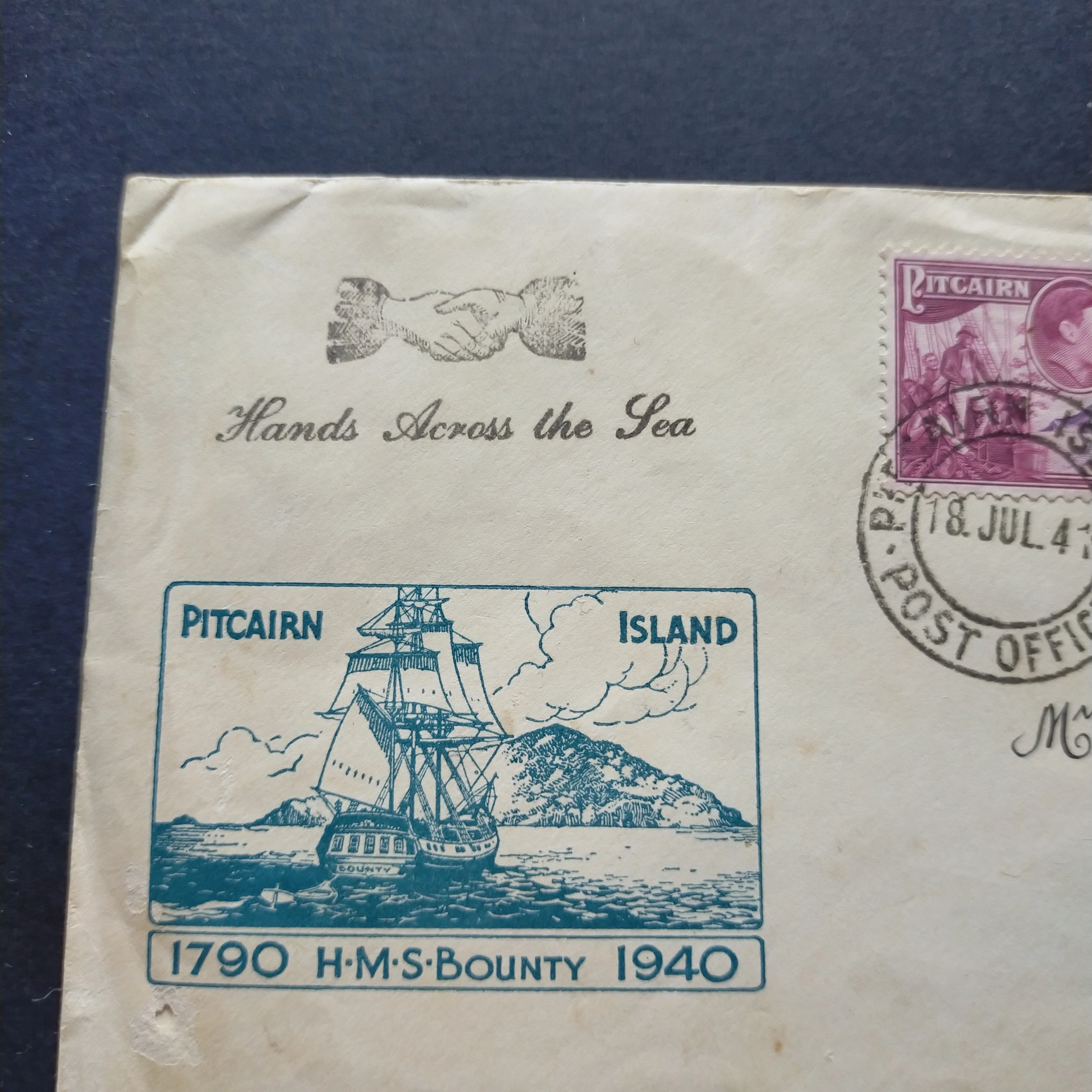 Pitcairn Islands Cover 1941 CDS Pitcairn Island 1790 HMS Bounty 1940 Pitcairn Islands to Victoria Australia - Image 4