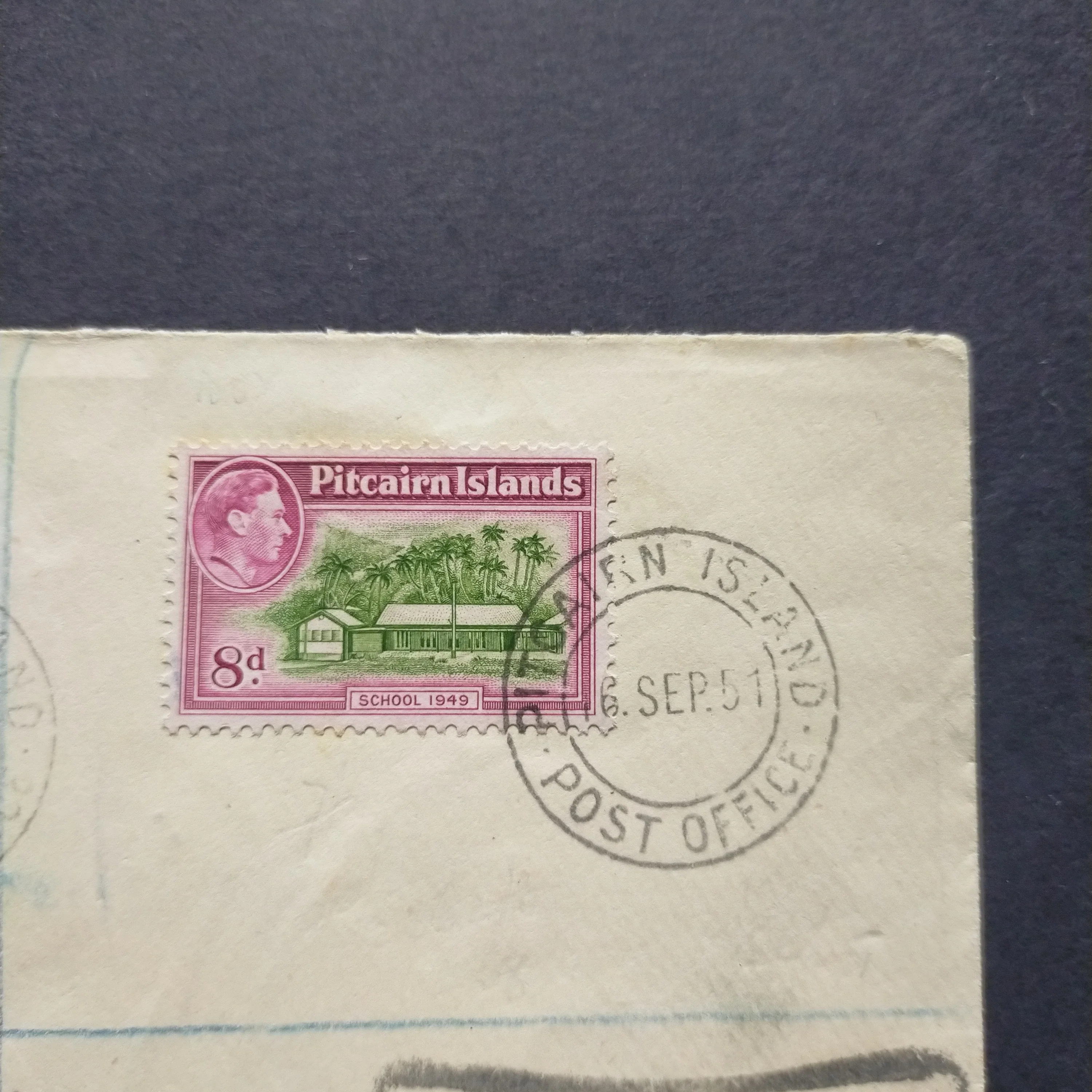 Pitcairn Islands Cover 1951 CDS Pitcairn Islands to Grimsby England Registered - Image 4