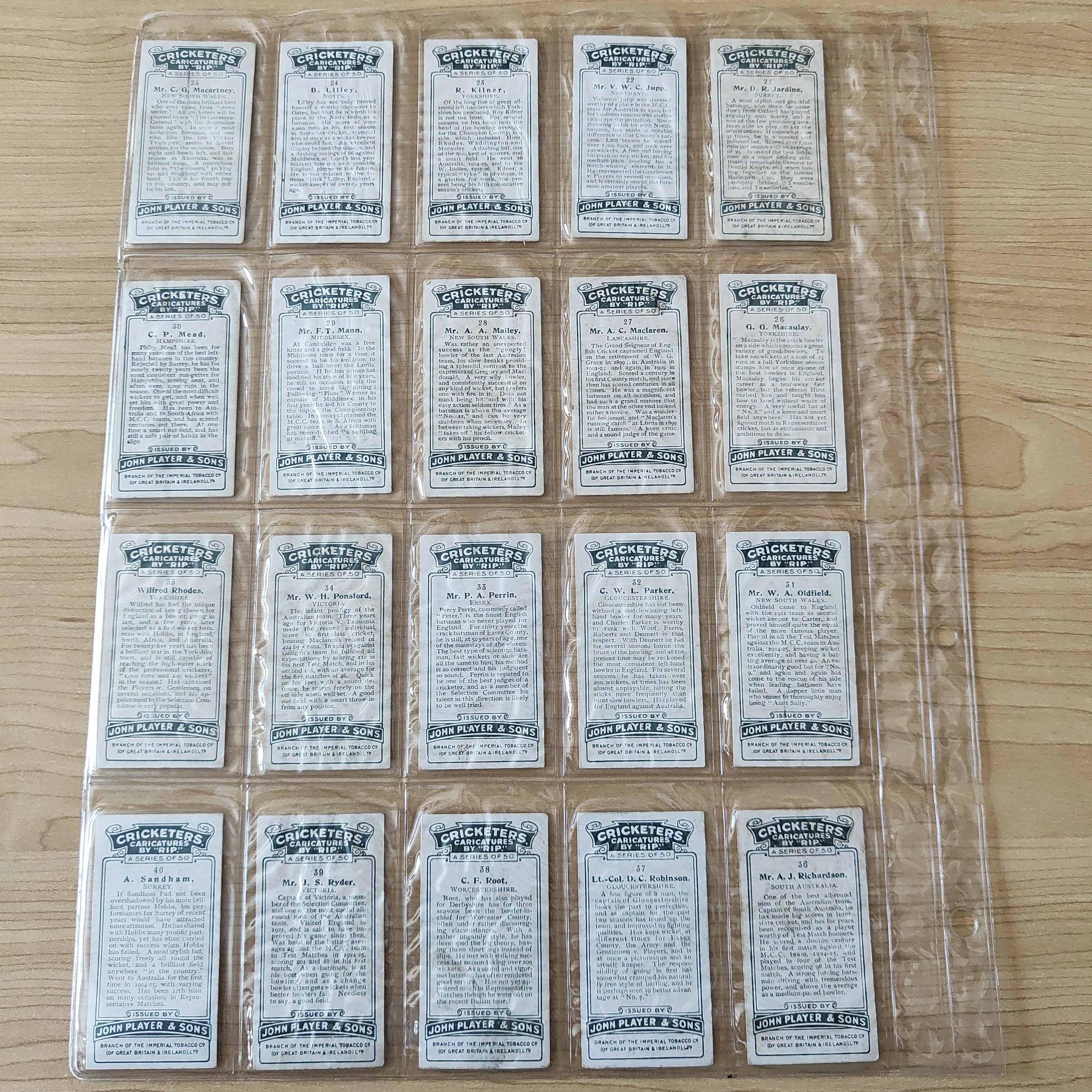 Players Cigarettes Cricketers Caricatures By Rip Complete Set of 50 Cards - Image 4