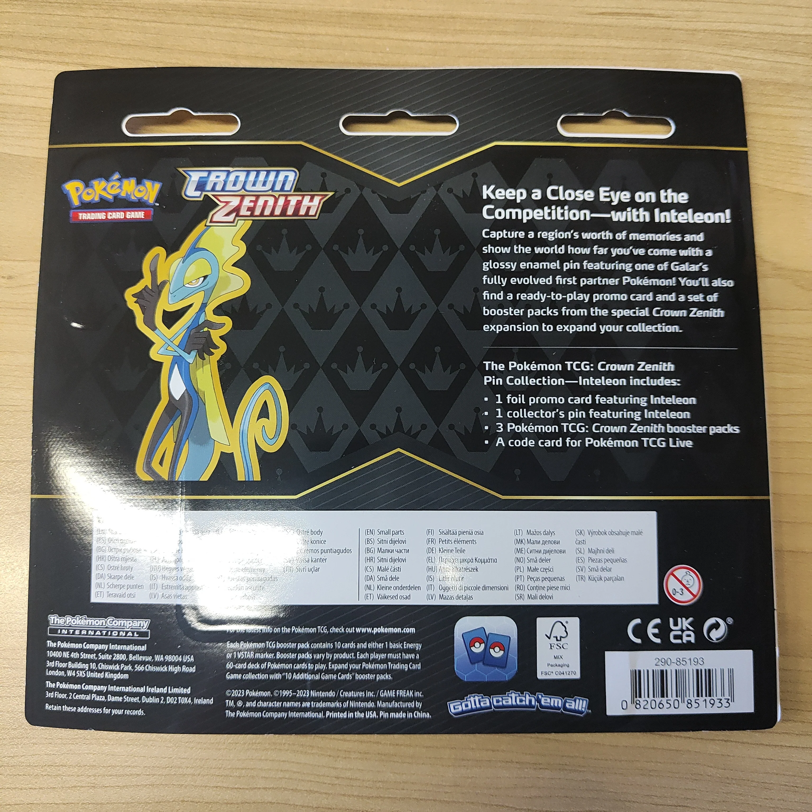 Pokemon TCG Crown Zenith Pin Collection Inteleon - Image 2