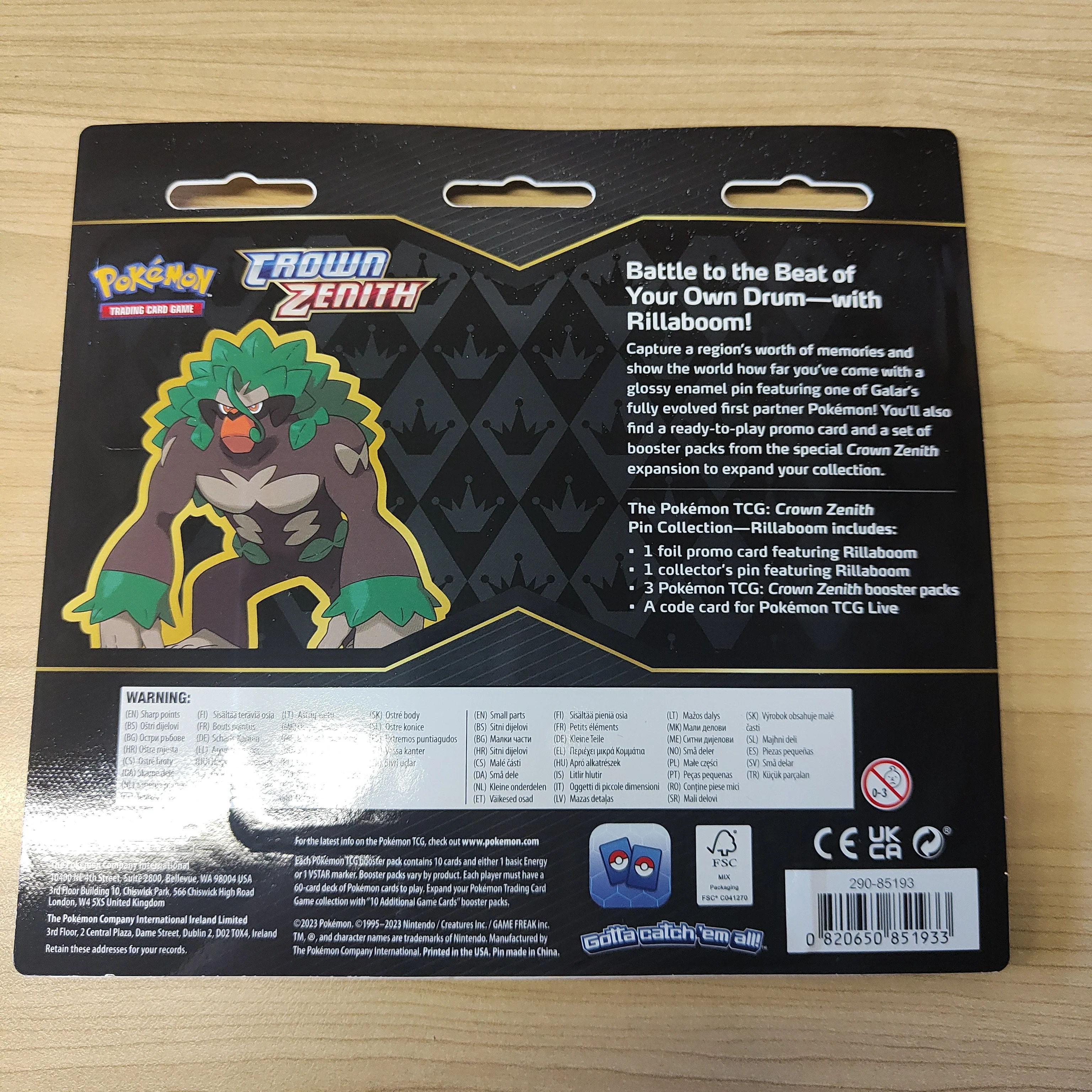Pokemon TCG Crown Zenith Pin Collection Rillaboom - Image 2
