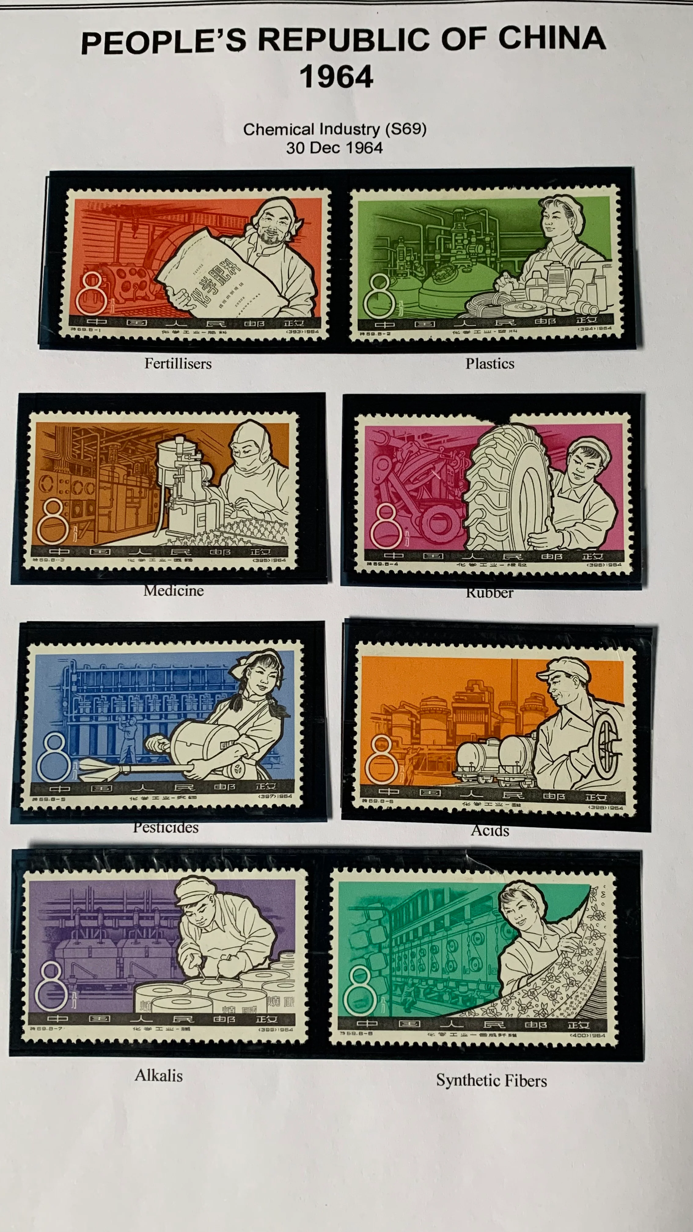 PRC China 1964 Chemical Industry S69 mounted Mint.