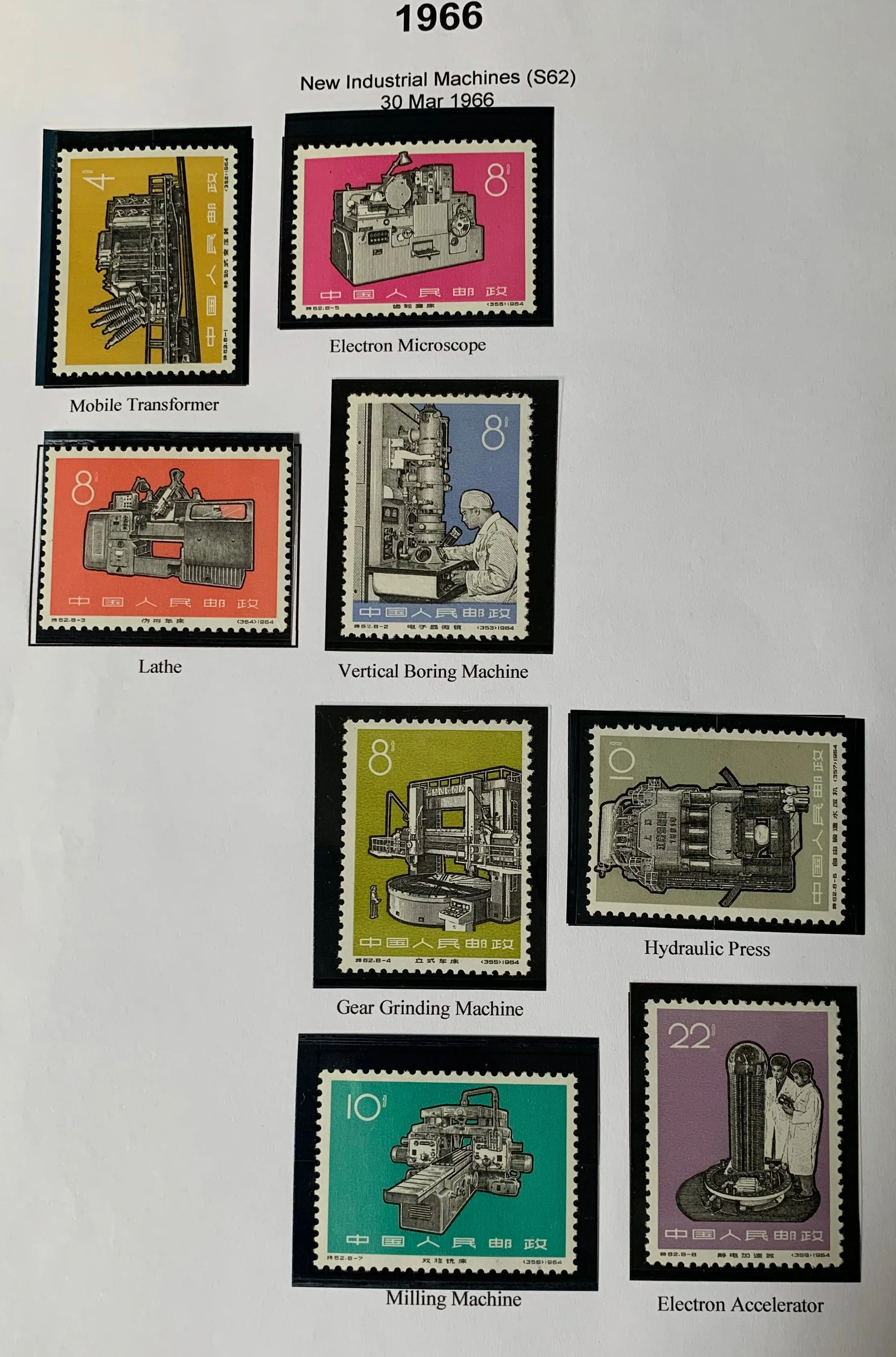 PRC China 1966 New Industrial Machines S62 Complete Set mounted Mint.